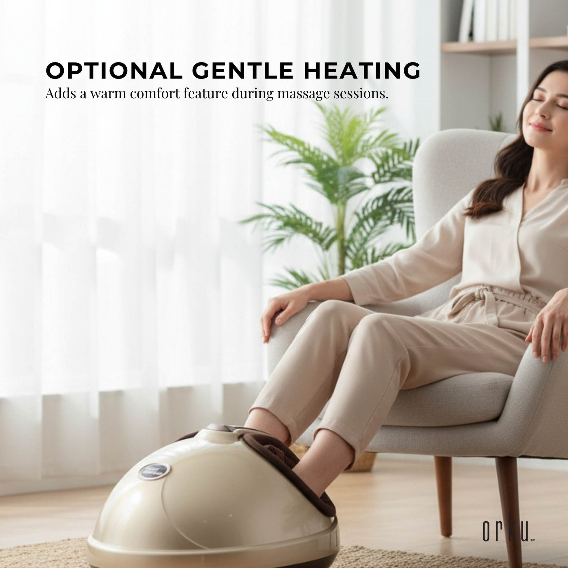 Orku 3D Foot Massager Machine - Home Heat Massage Kneading Air Compression Gold