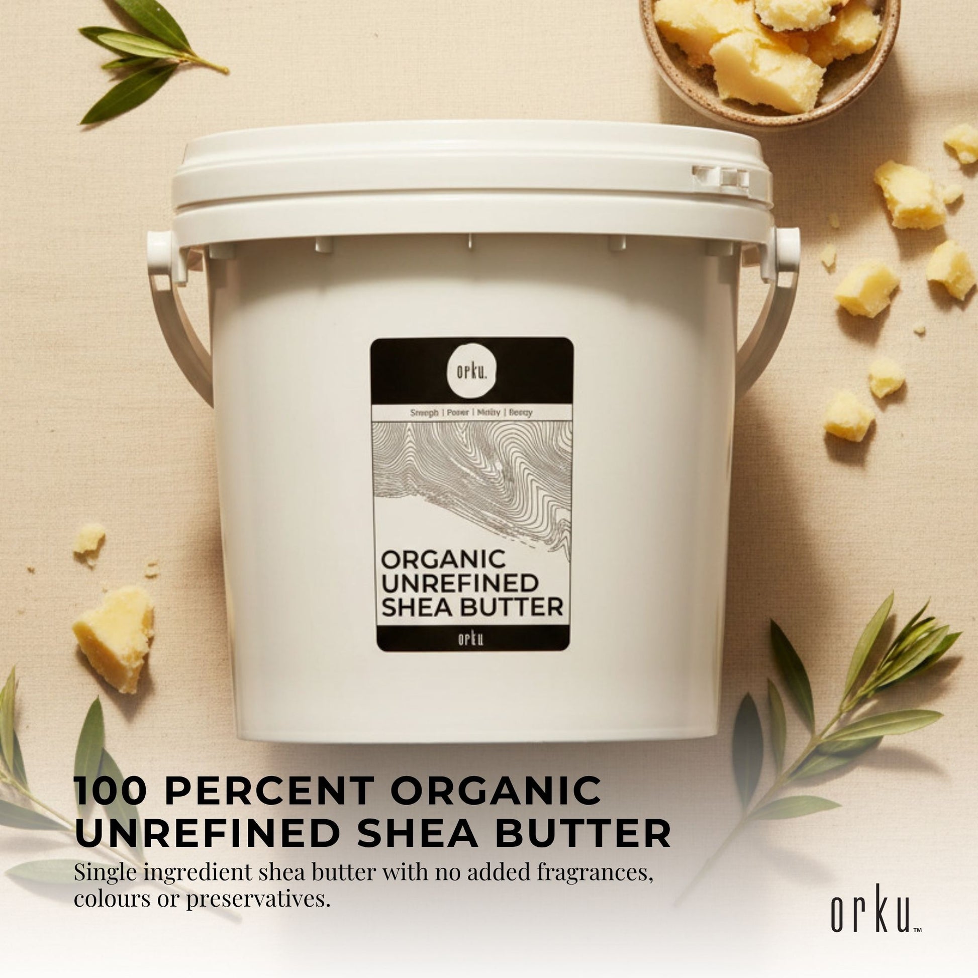 Orku 3Kg Organic Unrefined Shea Butter Tub Raw African Karite Chunks
