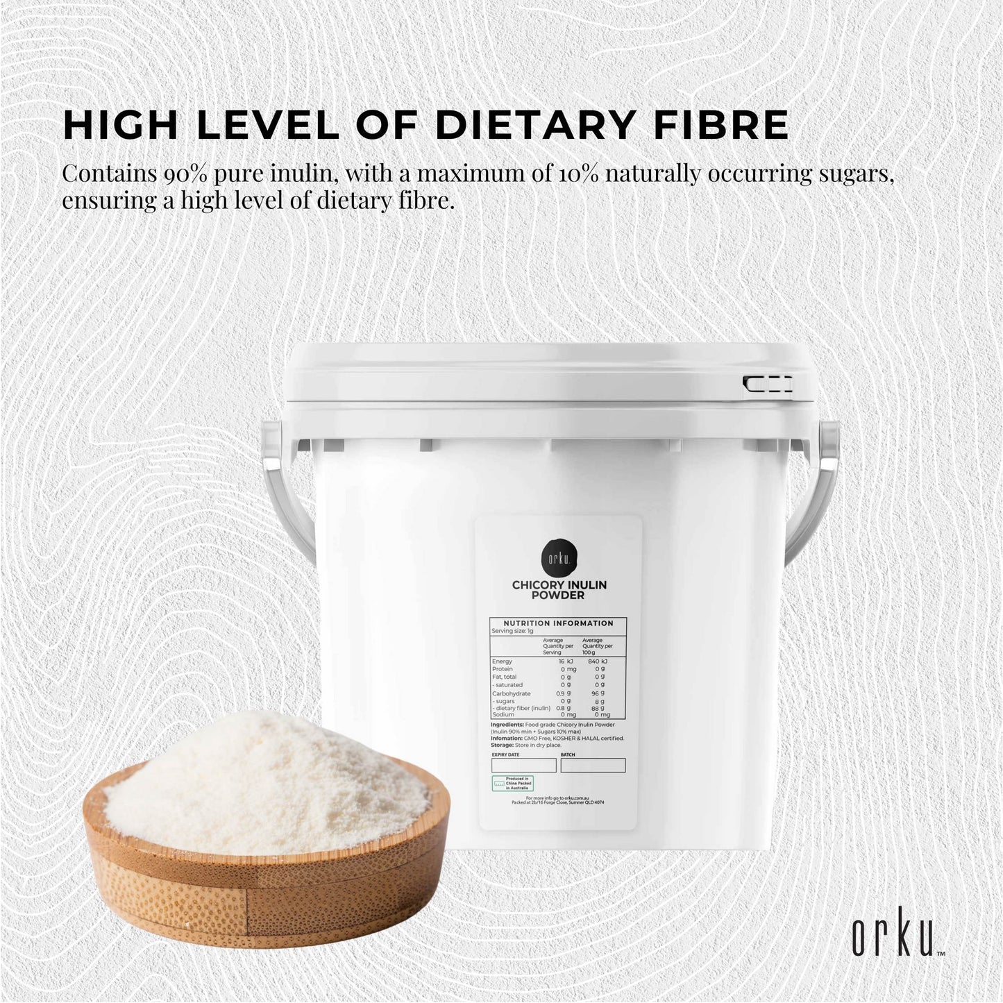 Orku 3.5Kg Chicory Root Inulin Powder Tub - Unflavoured Natural Prebiotic Fibre