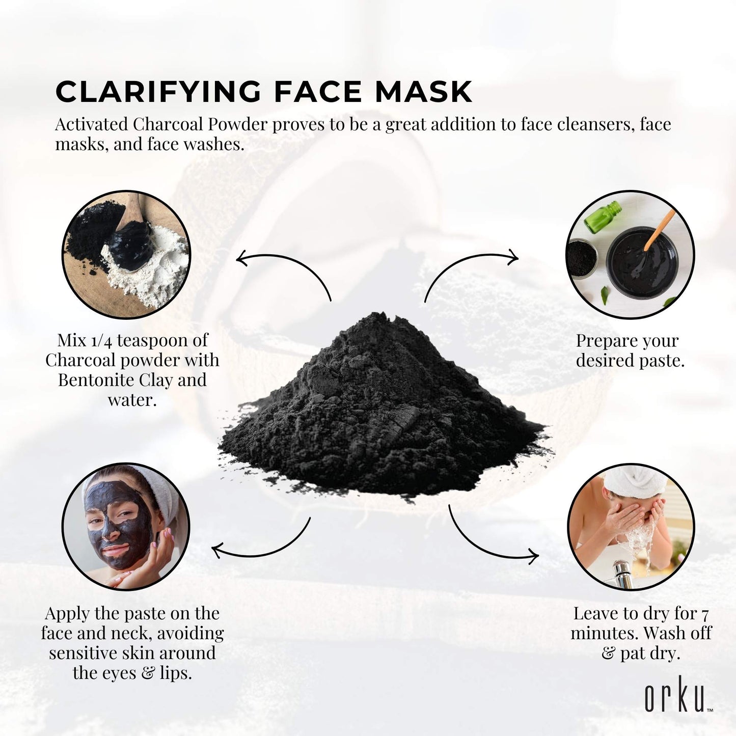 Orku 400g Activated Carbon Powder Coconut Charcoal Bucket - Water Filtration