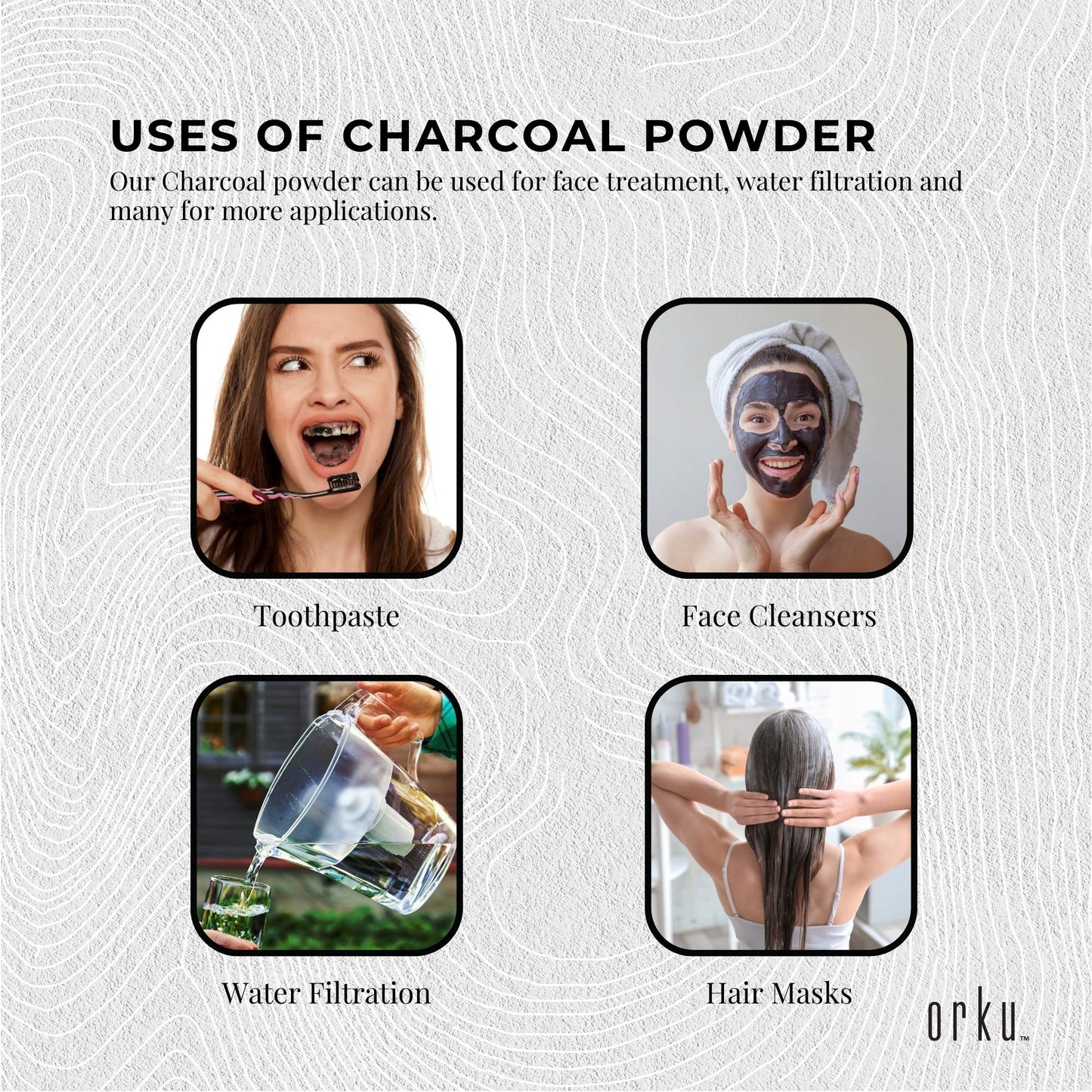 Orku 400g Activated Carbon Powder Coconut Charcoal Bucket - Water Filtration