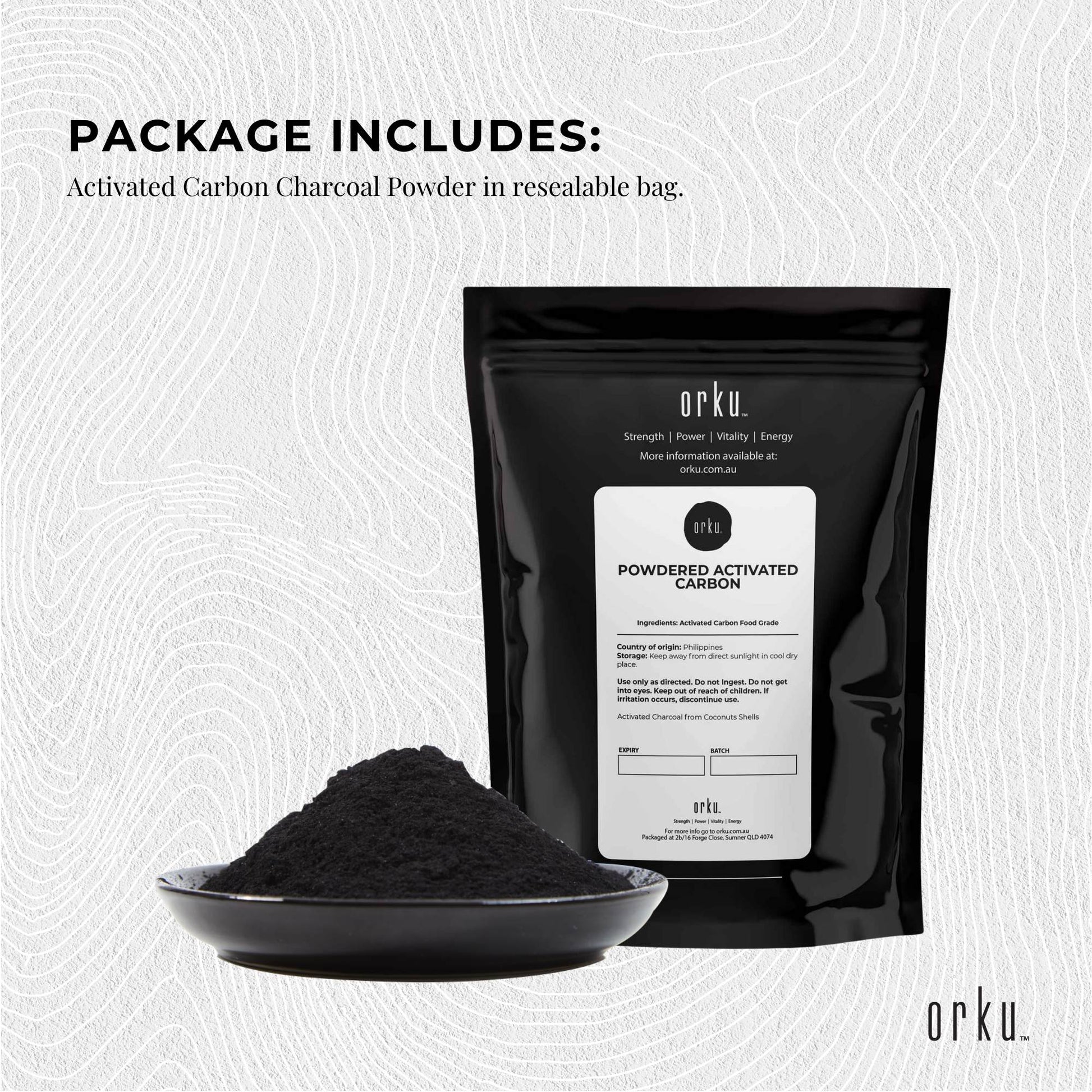 Orku 400g Activated Carbon Powder Coconut Charcoal - Water Filtration