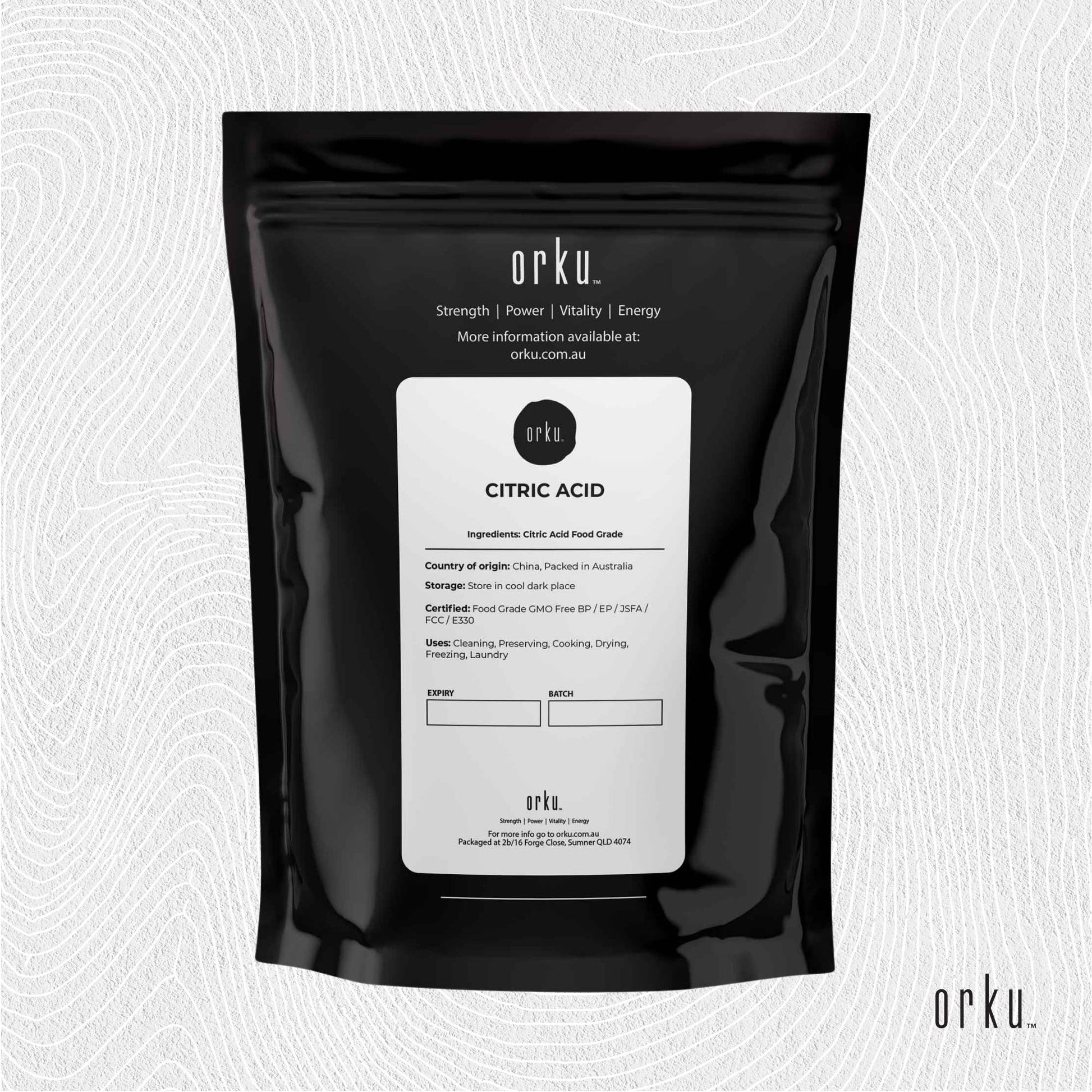 Orku 1Kg Citric Acid Powder - Food Grade Non GMO Anhydrous Preservative E330
