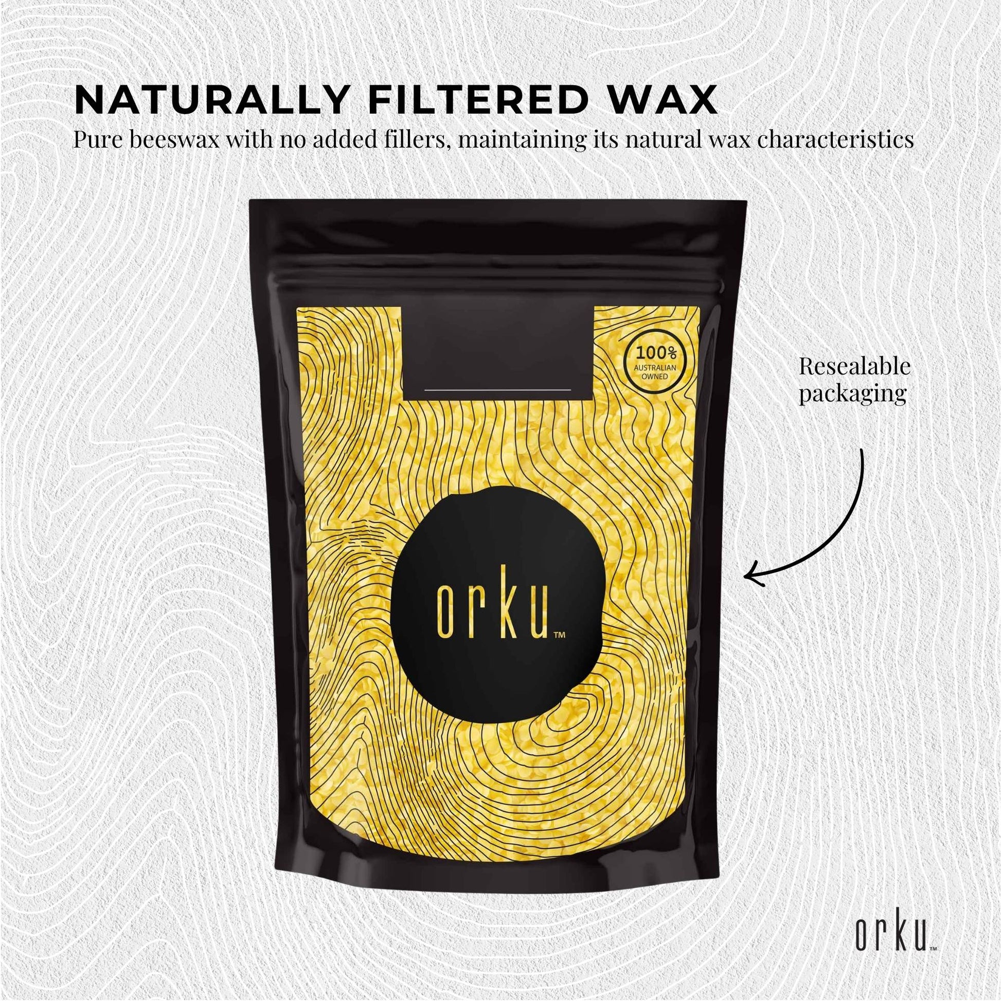 Orku 400g Organic Beeswax Pellets Yellow - Cosmetic Grade Pure Bees Wax Pastille