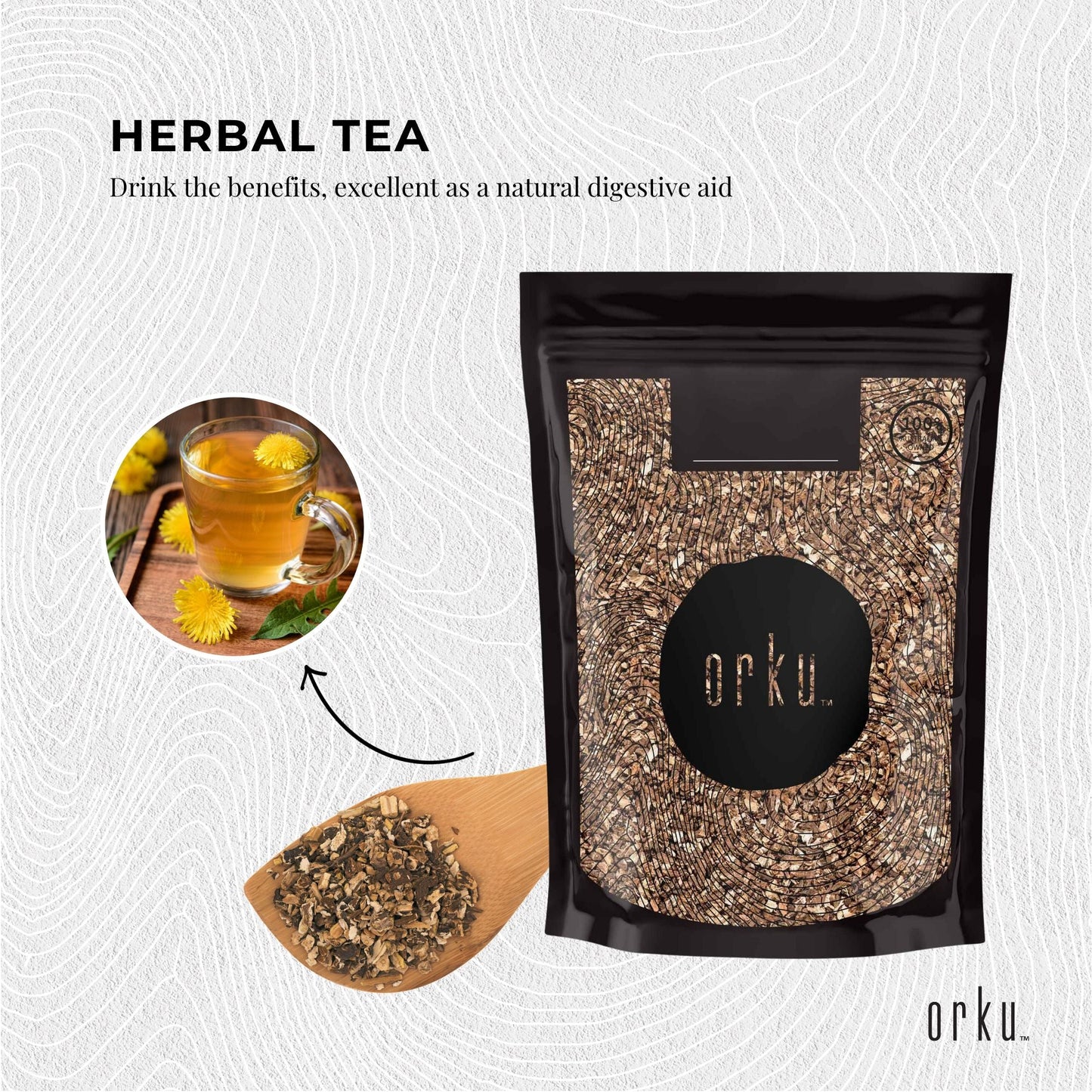 Orku 400g Organic Dandelion Root - Dried Raw Herbal Tea