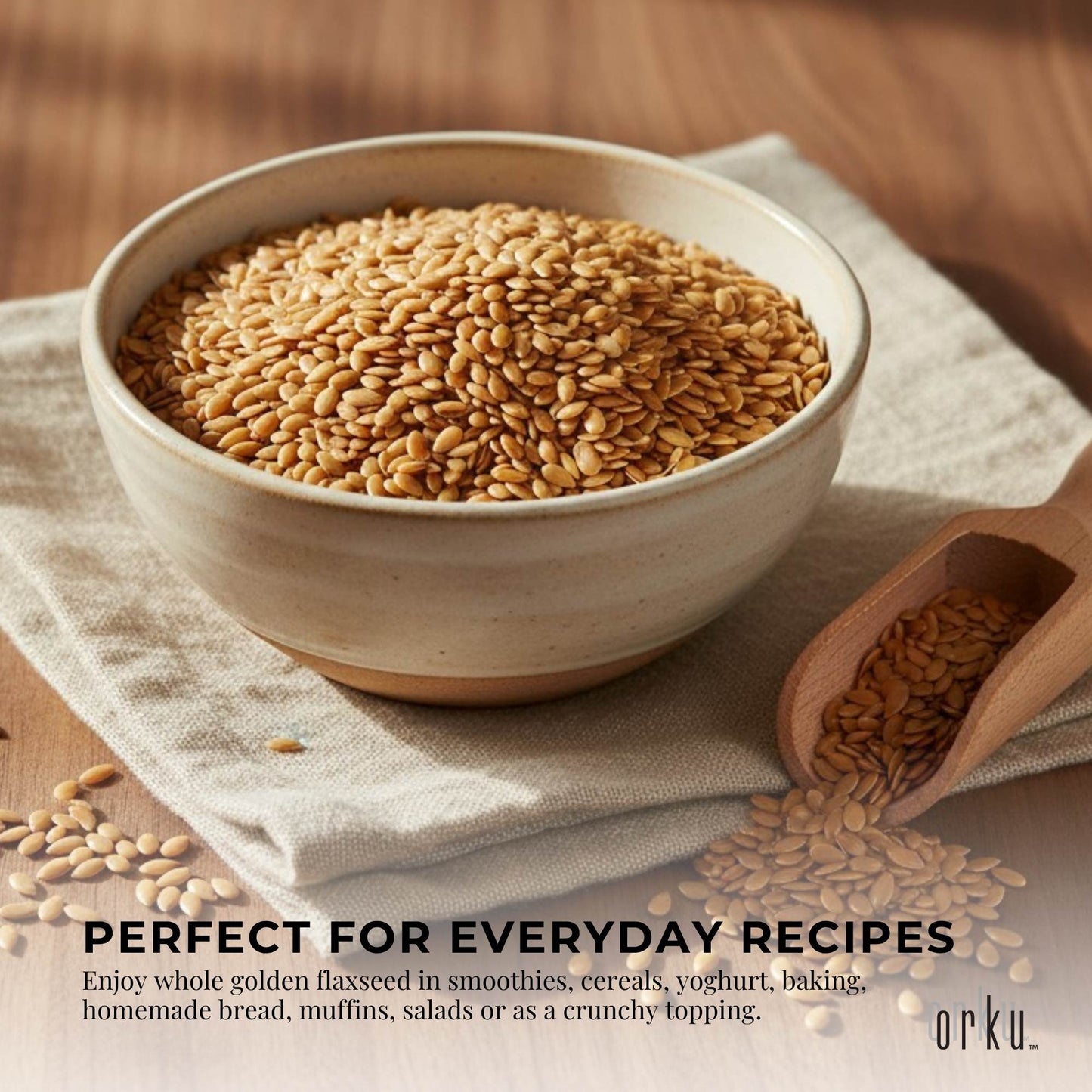 Orku 400g Organic Golden Linseed Flaxseed Whole Grain Non GMO