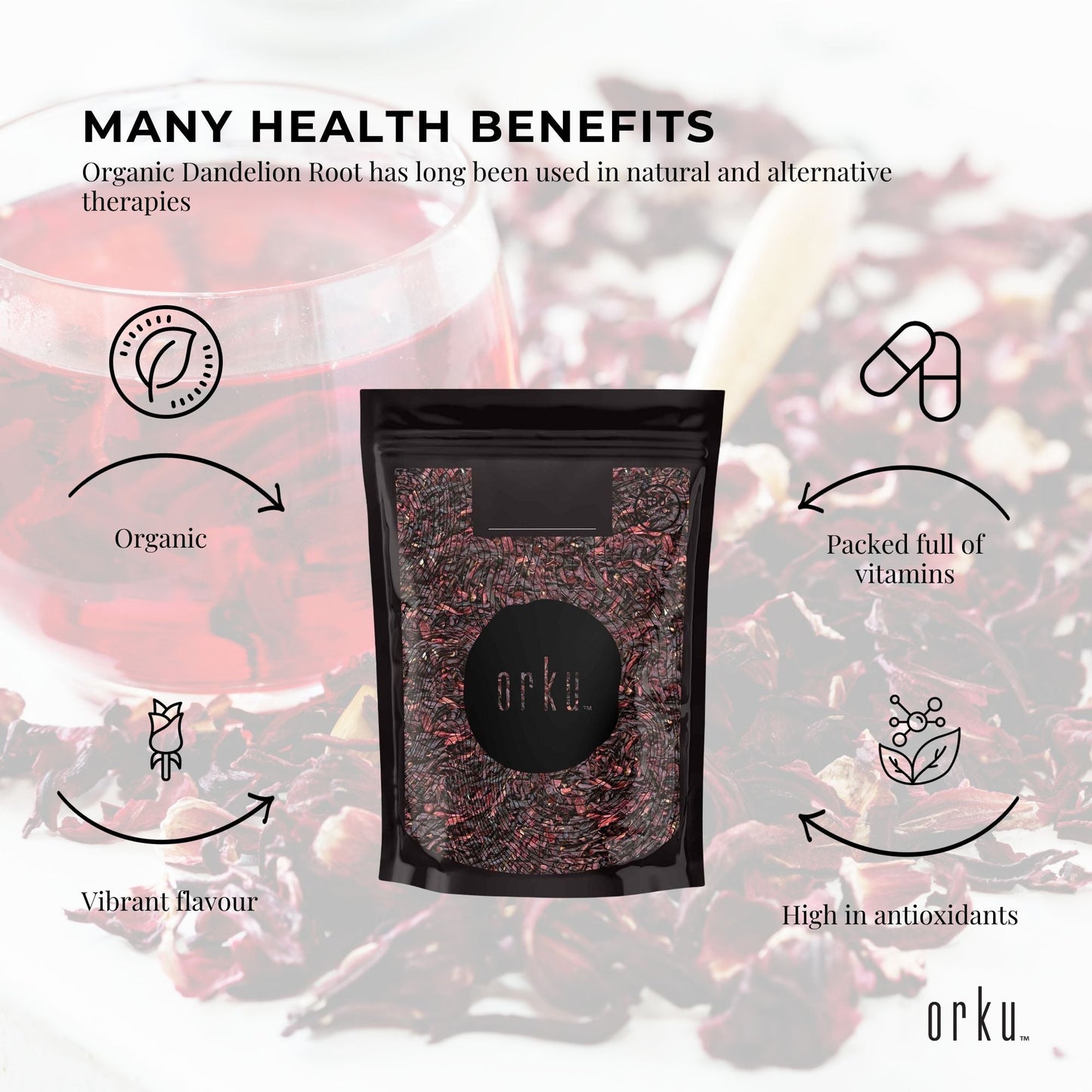 Orku 400g Organic Hibiscus Rosella Flower Crushed Dried Herbal Tea