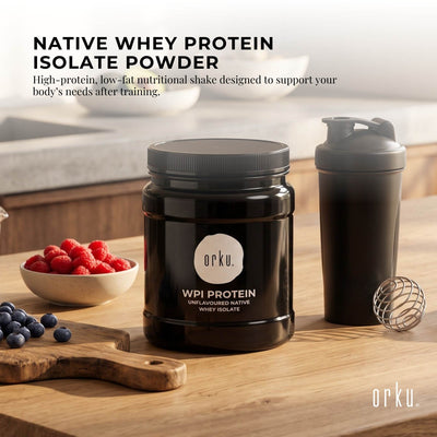 Orku 400g Whey Protein Isolate Powder WPI 90% Unflavoured Native Jar
