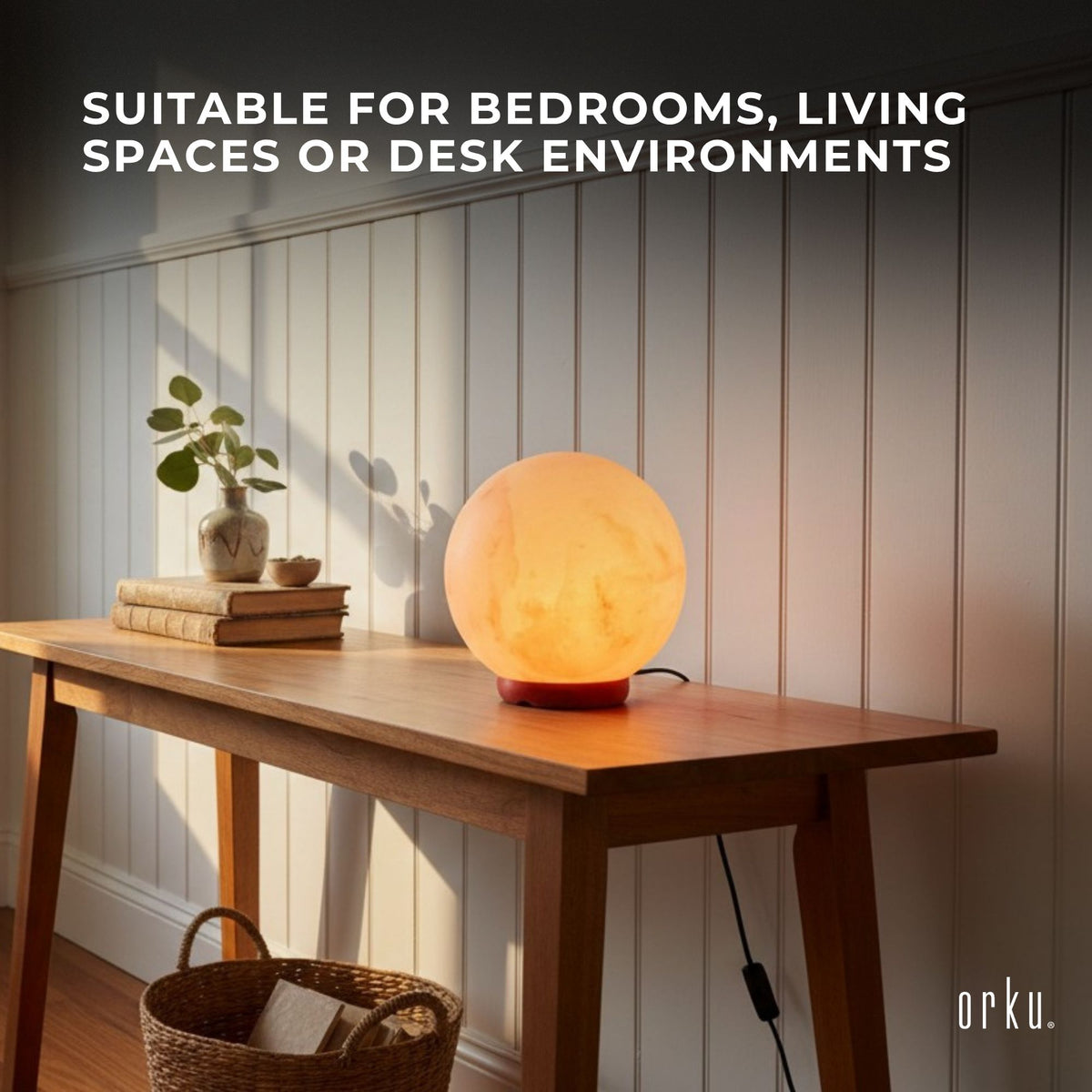 Orku 12cm Ball Himalayan Pink Salt Lamp - Carved Sphere Night Light