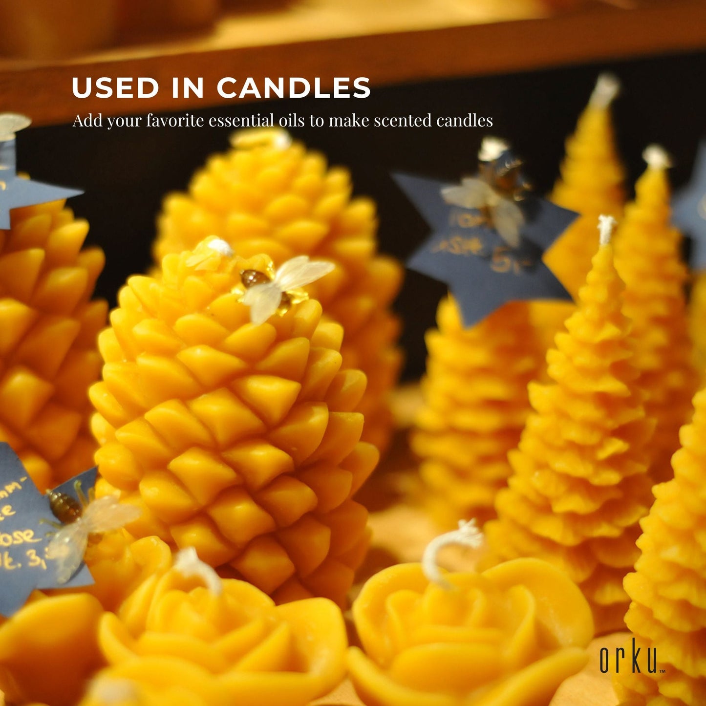 Orku 500g Organic Beeswax Pellets Yellow Tub - Cosmetic Grade Bees Wax Pastilles