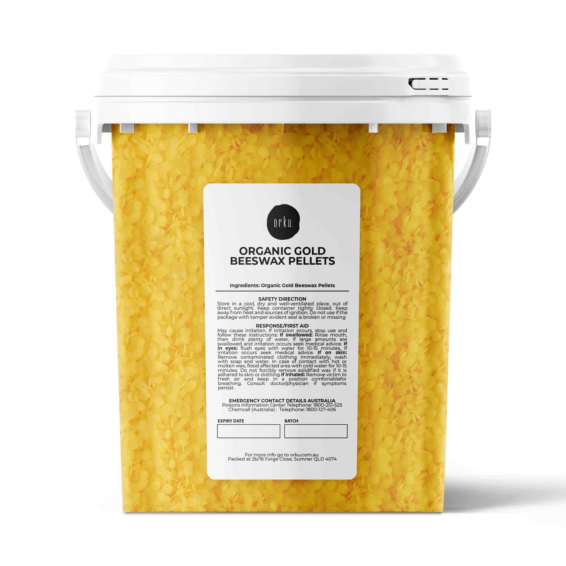 Orku 500g Organic Beeswax Pellets Yellow Tub - Cosmetic Grade Bees Wax Pastilles