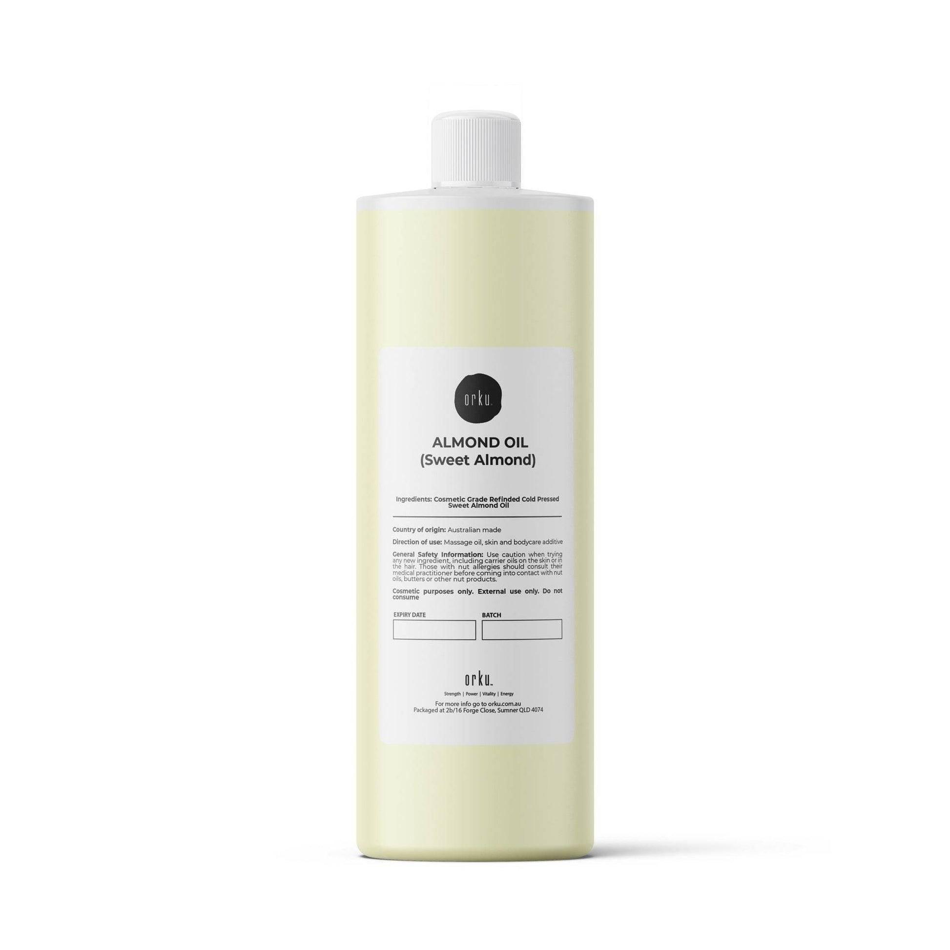 Orku 500ml Sweet Almond Oil 100% Pure Refined Cosmetic Carrier Skin Hair