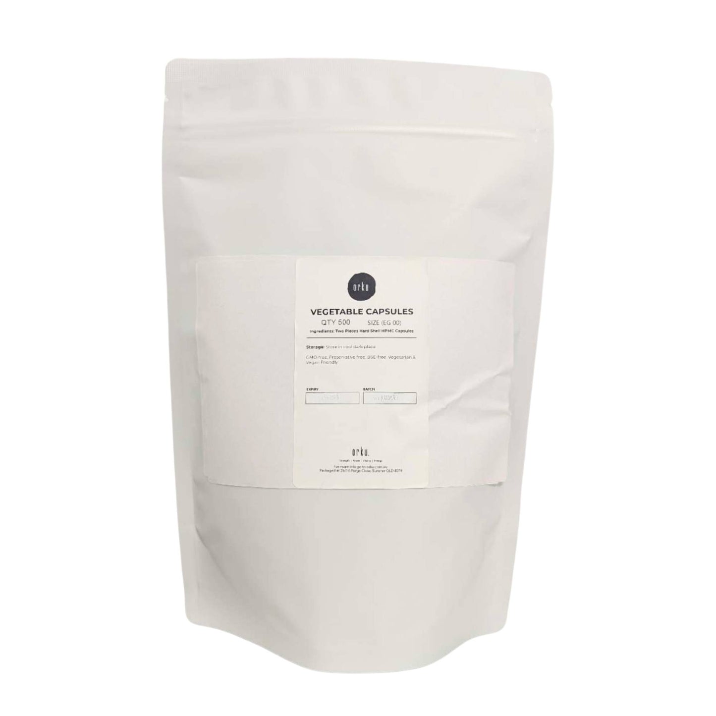 Orku 500x Empty Vegetable Capsules Size 00 - Unfilled Vegan Vege Clear Caps