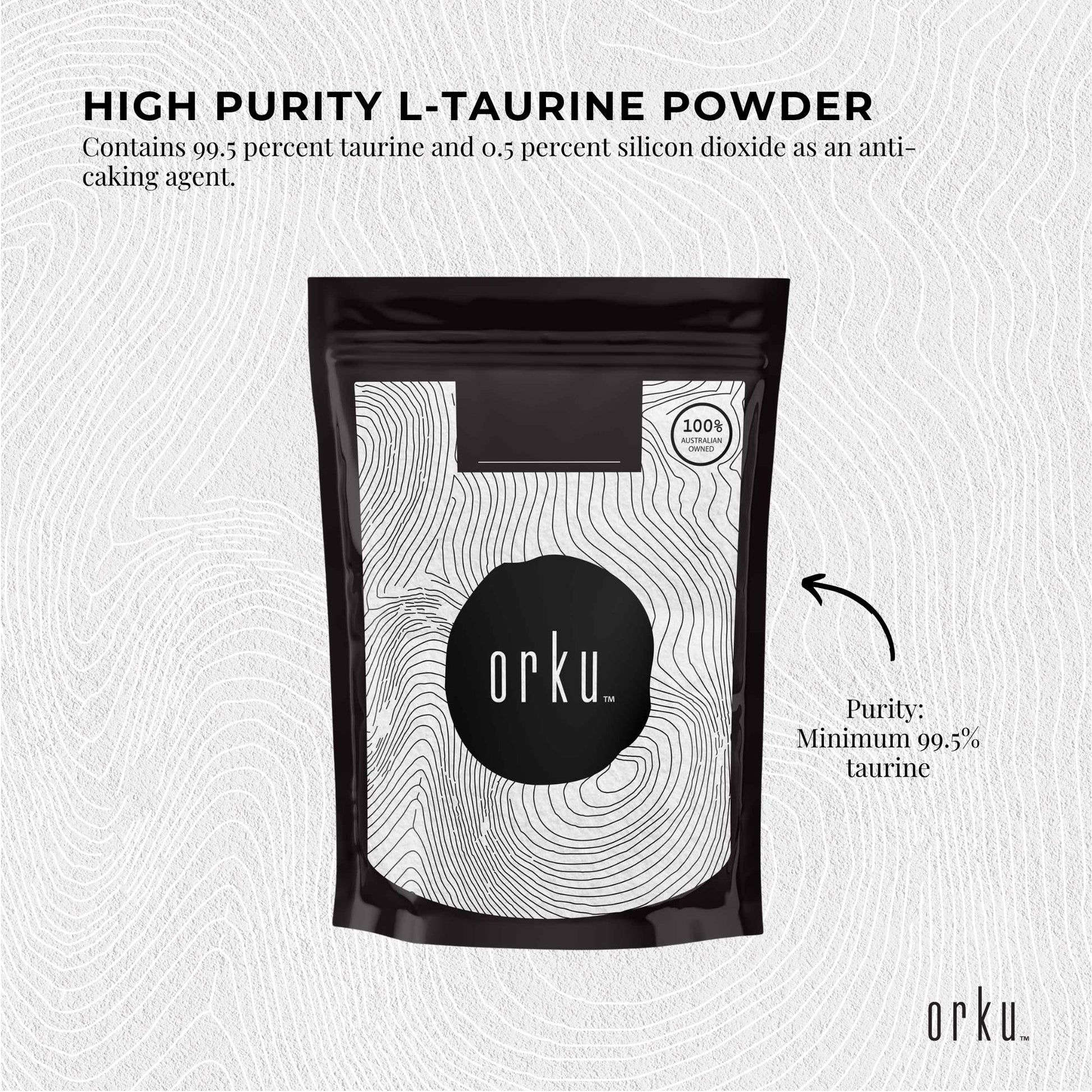 Orku 50g Taurine Powder - High Purity L-Taurine Amino Acid Ingredient