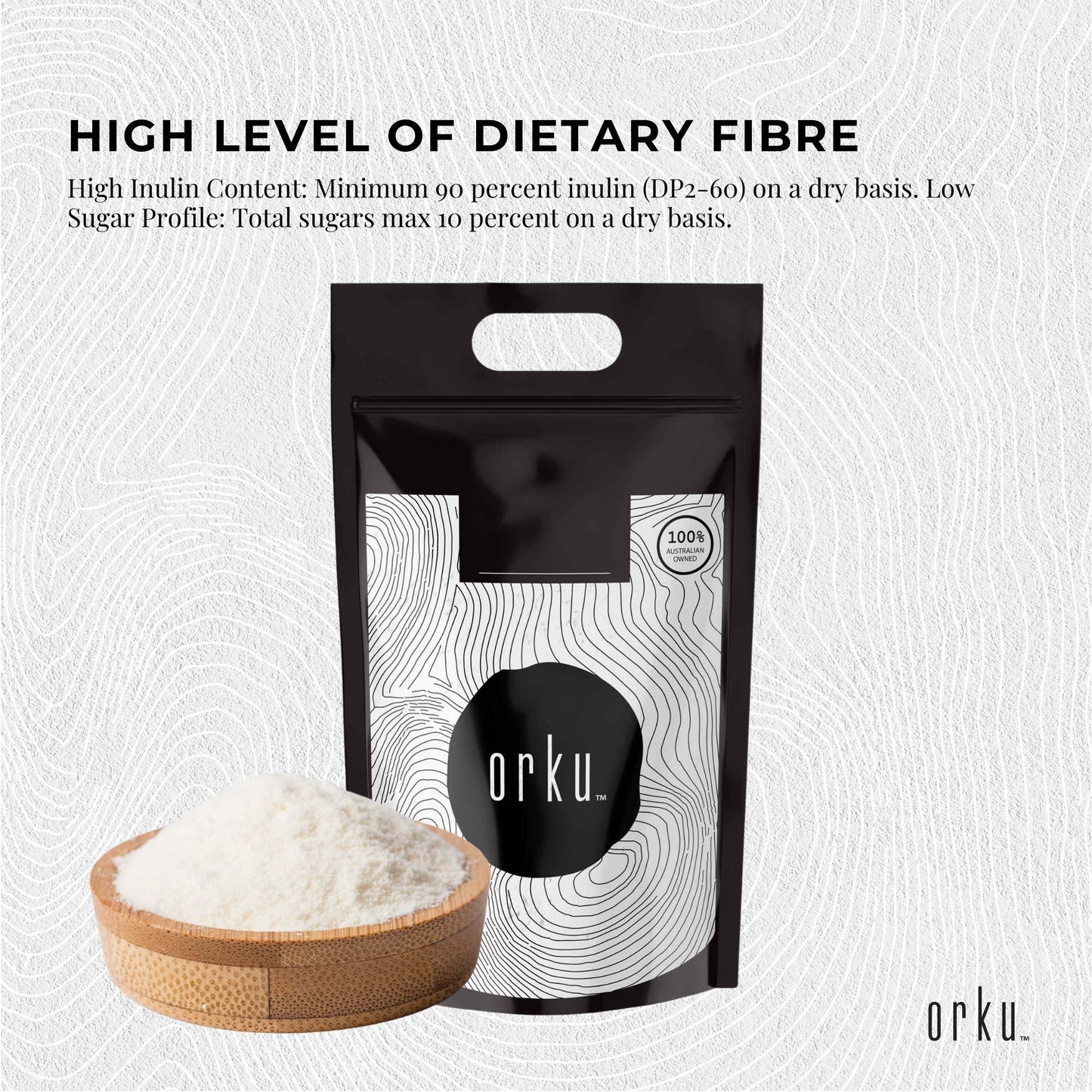 Orku 10Kg Chicory Root Inulin Powder - Unflavoured Food Ingredient