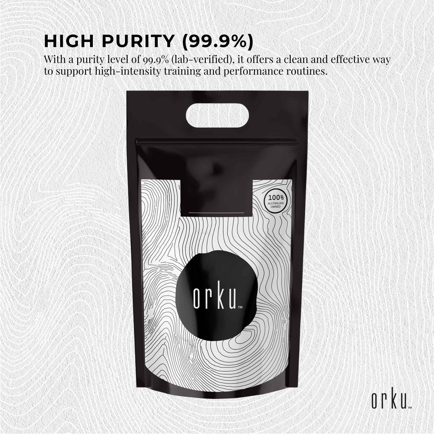 Orku 5Kg Creatine Monohydrate Powder 200 Mesh Micronised 99.9% Pure