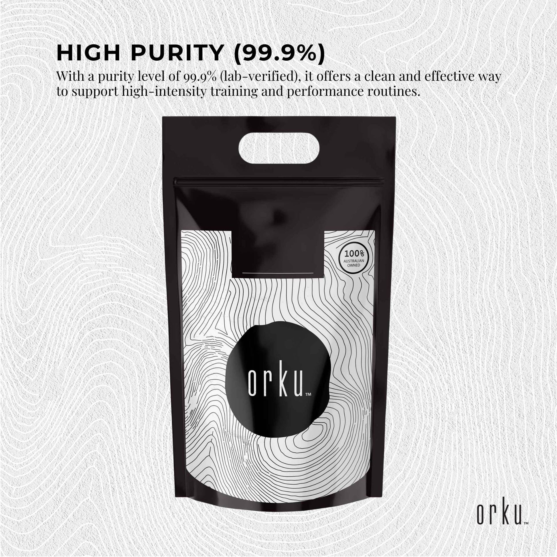 Orku 5Kg Creatine Monohydrate Powder 200 Mesh Micronised 99.9% Pure