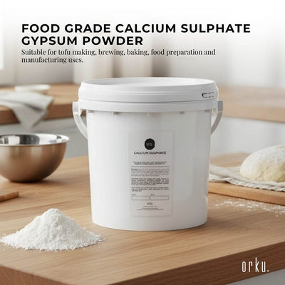 Orku 5Kg Fine Calcium Sulphate Gypsum Powder Tub - Dihydrate Food Grade FCC E516