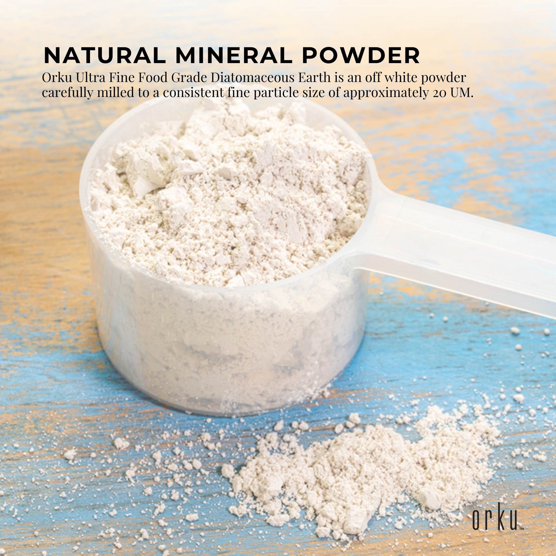 Orku 5Kg Fine Diatomaceous Earth - Food Grade FCC Fossil Shell Flour Powder