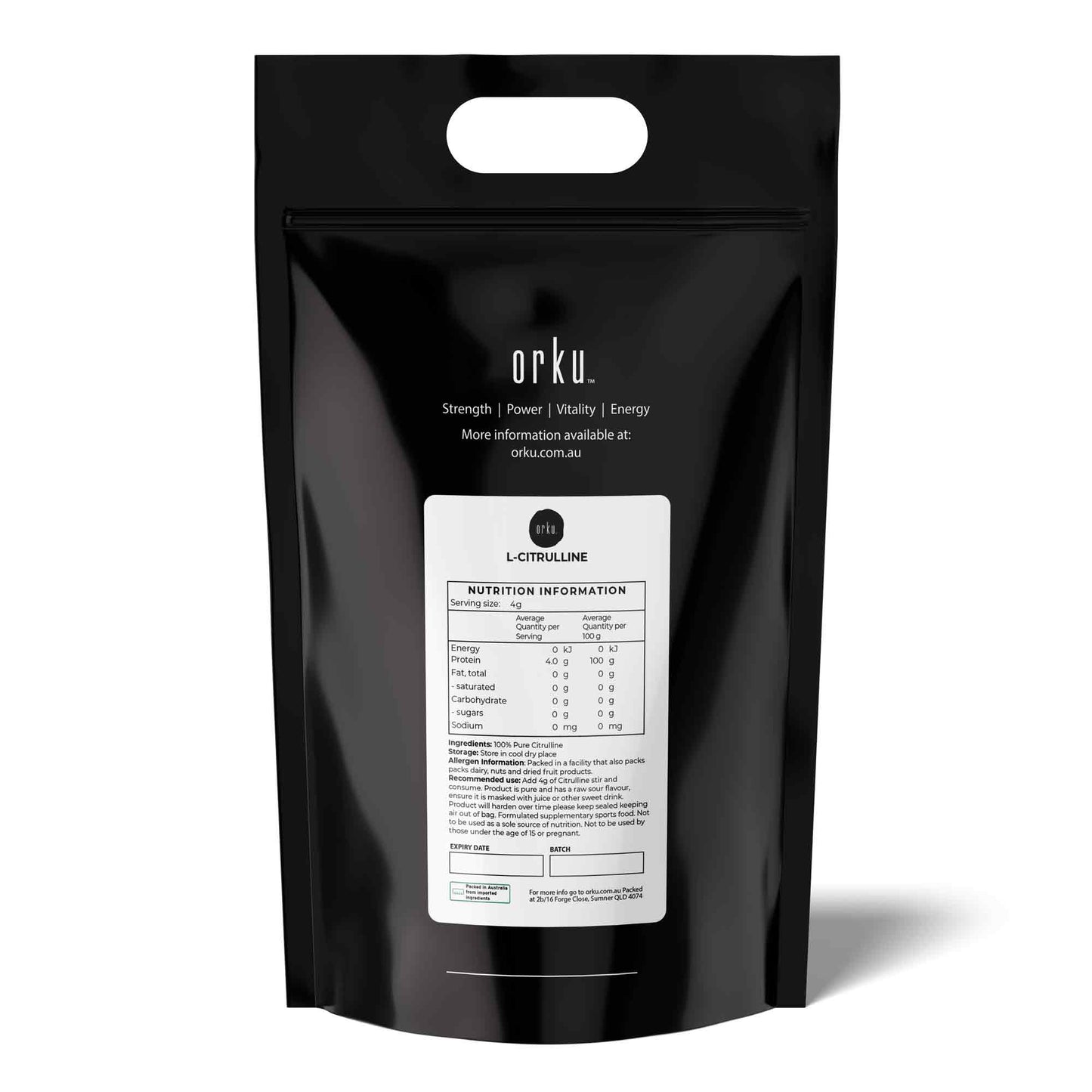 Orku 5Kg L-Citrulline Powder - Pure Amino Acid Pre-Workout Supplement