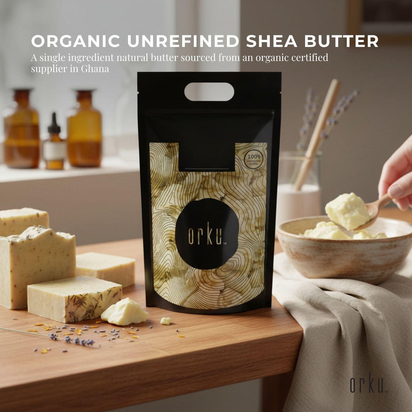 Orku 5Kg Organic Unrefined Shea Butter Raw African Karite Chunks
