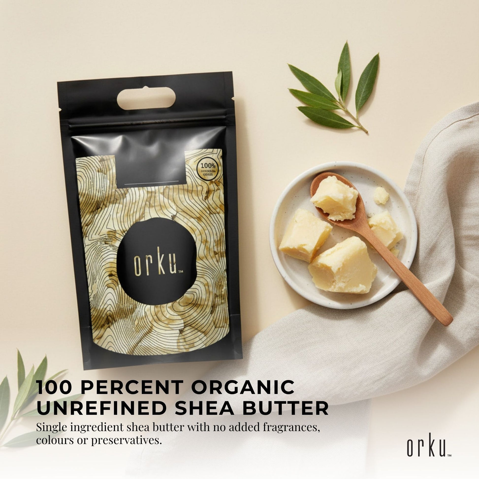 Orku 5Kg Organic Unrefined Shea Butter Raw African Karite Chunks