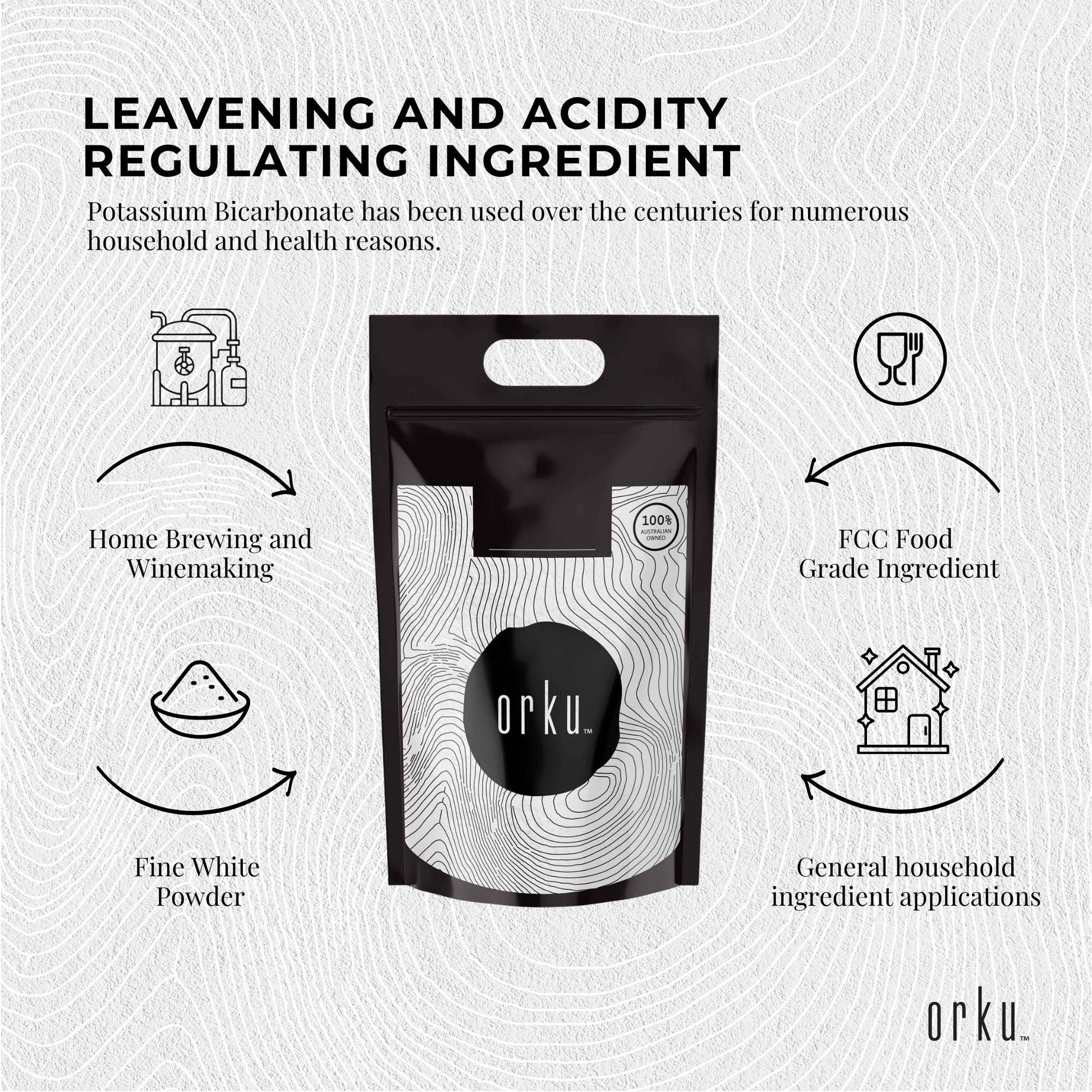 Orku 5Kg Potassium Bicarbonate Powder - Food Grade Pure FCC Brewing Baking