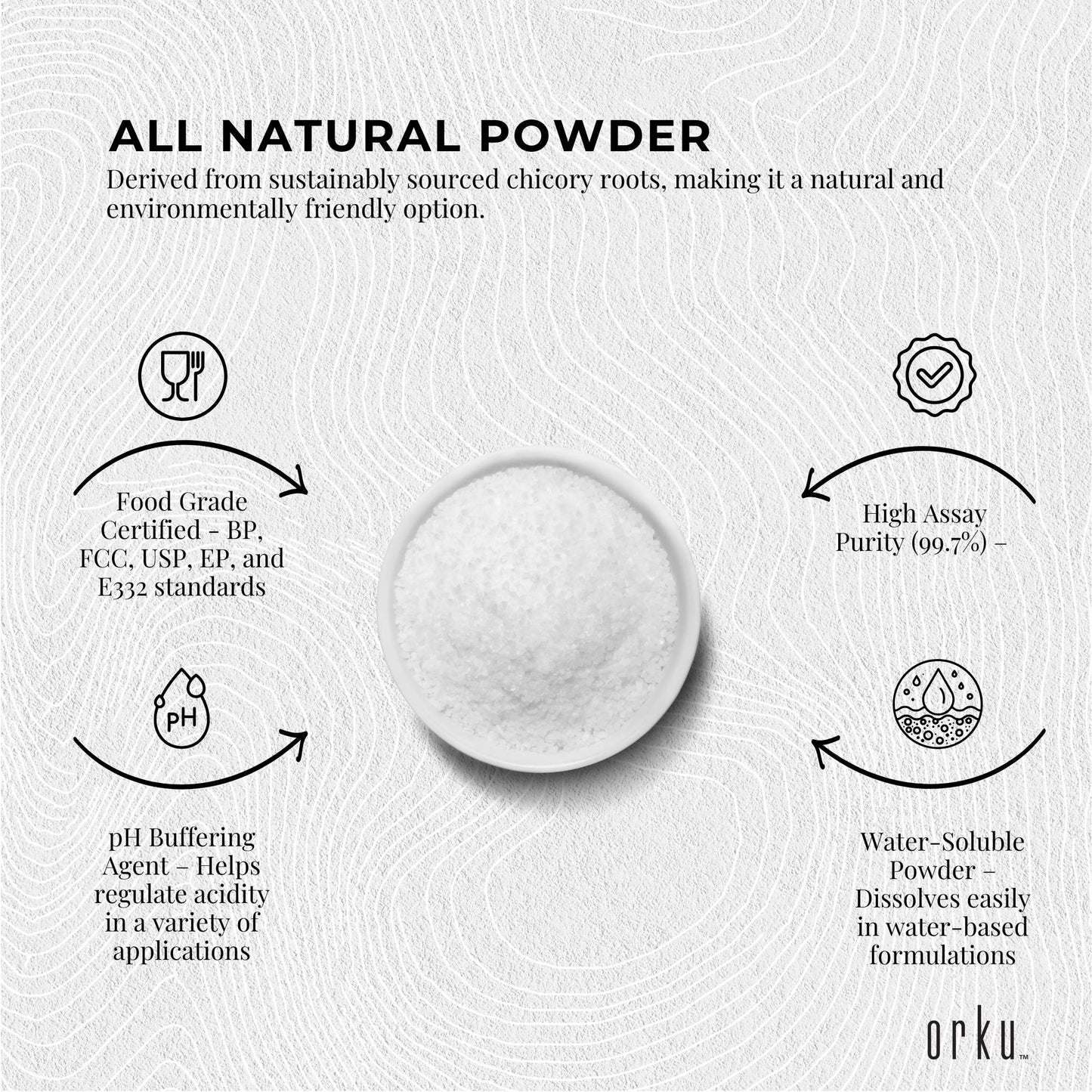 Orku 5Kg Potassium Citrate Food Grade - Granular BP USP FCC E332 Additive