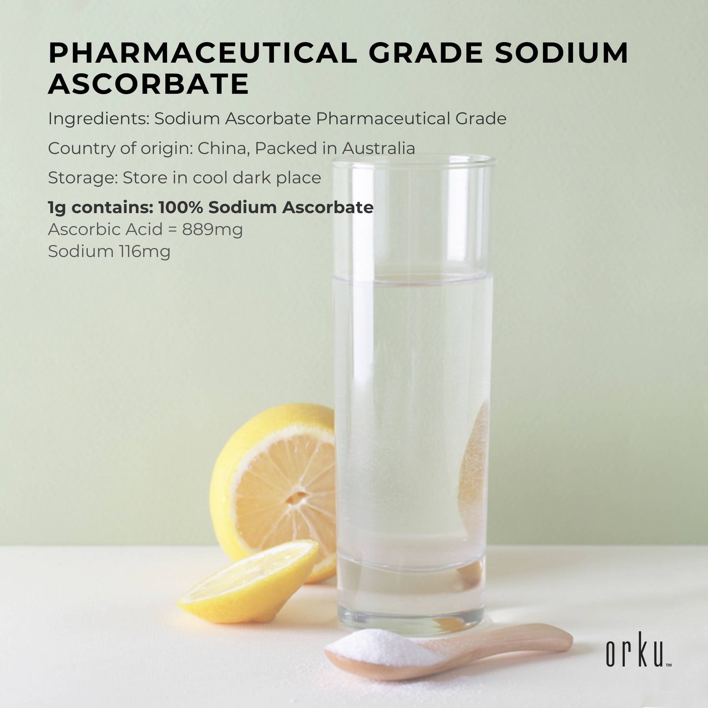 Orku 5Kg Sodium Ascorbate Tub - High Purity Soluble Crystalline Powder