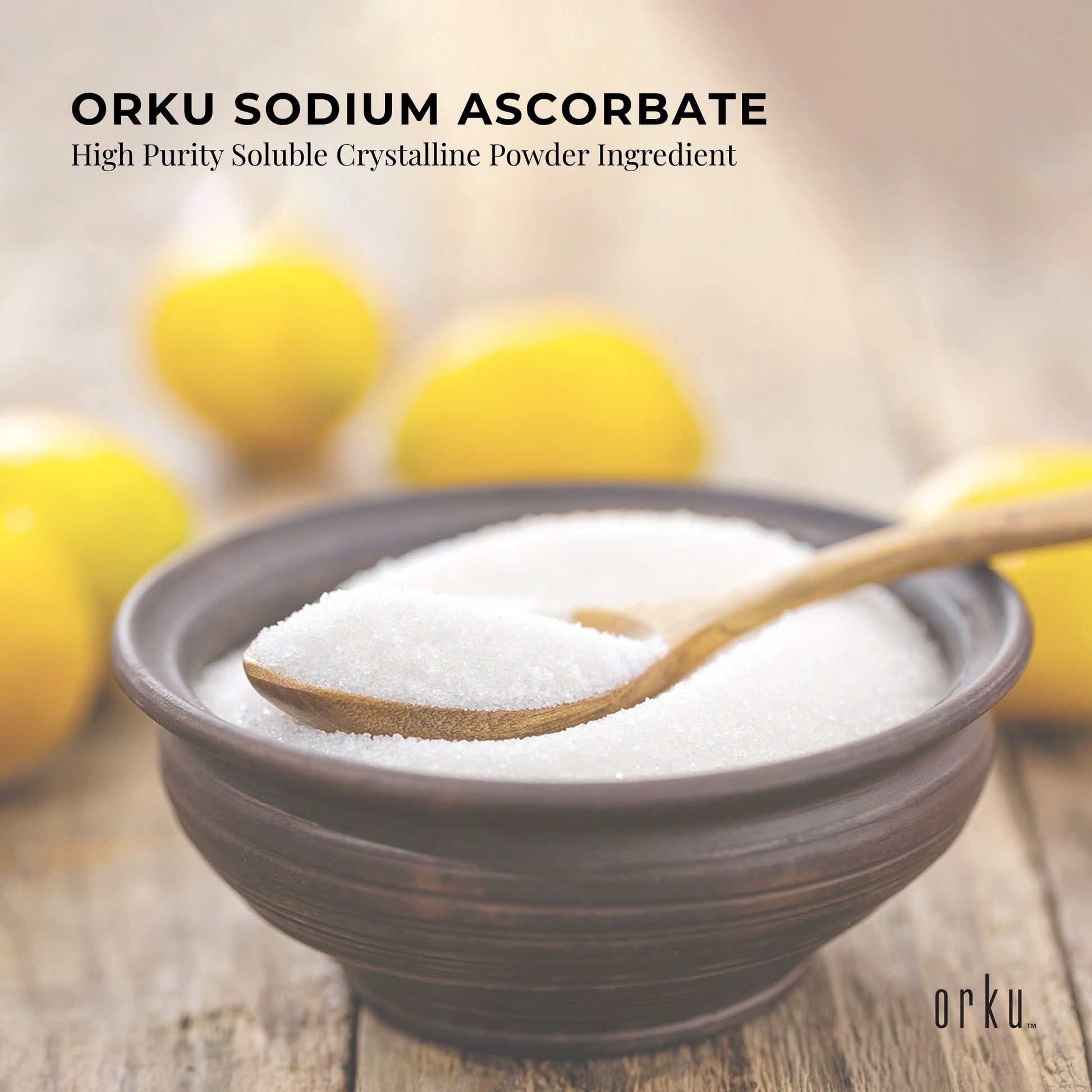 Orku 5Kg Sodium Ascorbate Tub - High Purity Soluble Crystalline Powder