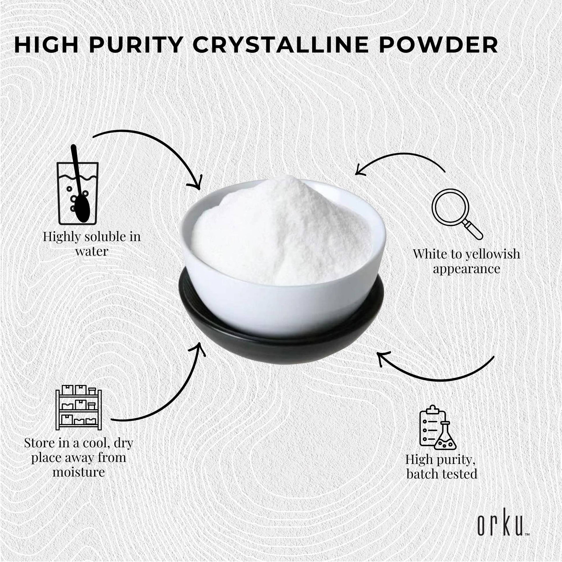 Orku 5Kg Sodium Ascorbate Tub - High Purity Soluble Crystalline Powder