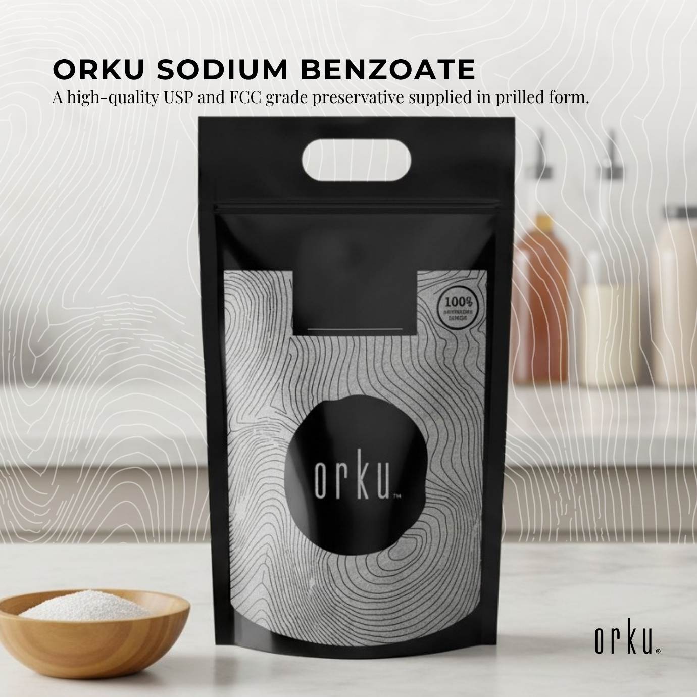 Orku 5Kg Sodium Benzoate USP/FCC Grade Prills – E211 Preservative CAS 532-32-1