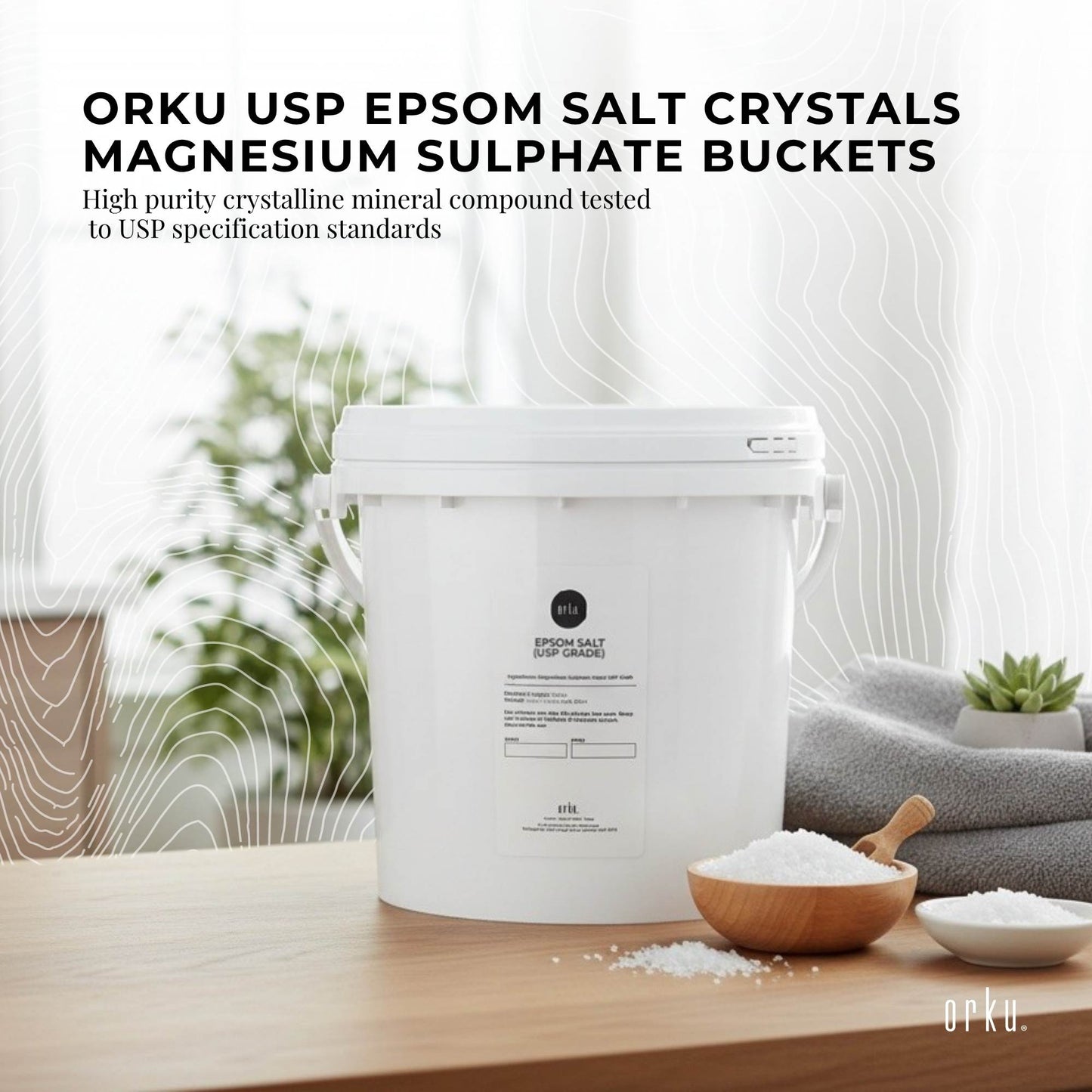 Orku 5Kg USP Epsom Salt Crystals Magnesium Sulphate Tub - Bath Soak Salts