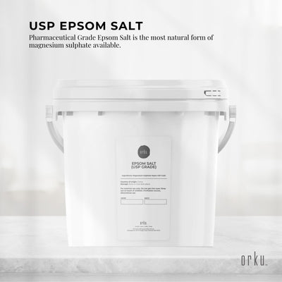 Orku 5Kg USP Epsom Salt Tub Bulk Magnesium Sulphate - Bath Garden Household Use