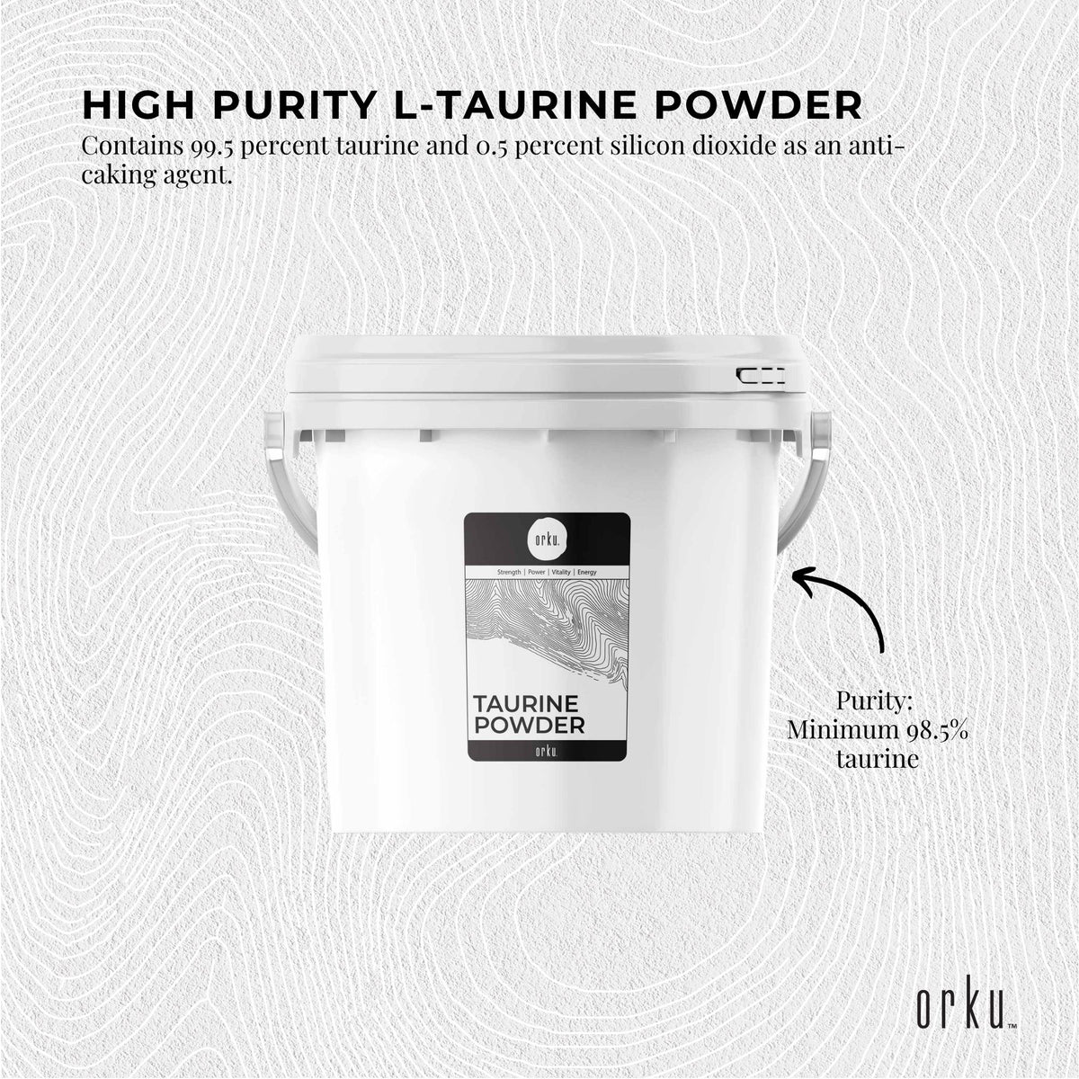 Orku 5kg Taurine Powder Tub - High Purity L-Taurine Amino Acid Ingredient