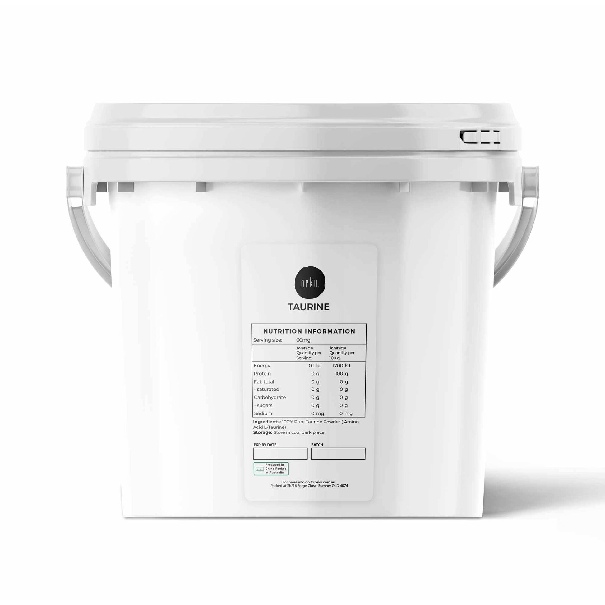 Orku 5kg Taurine Powder Tub - High Purity L-Taurine Amino Acid Ingredient