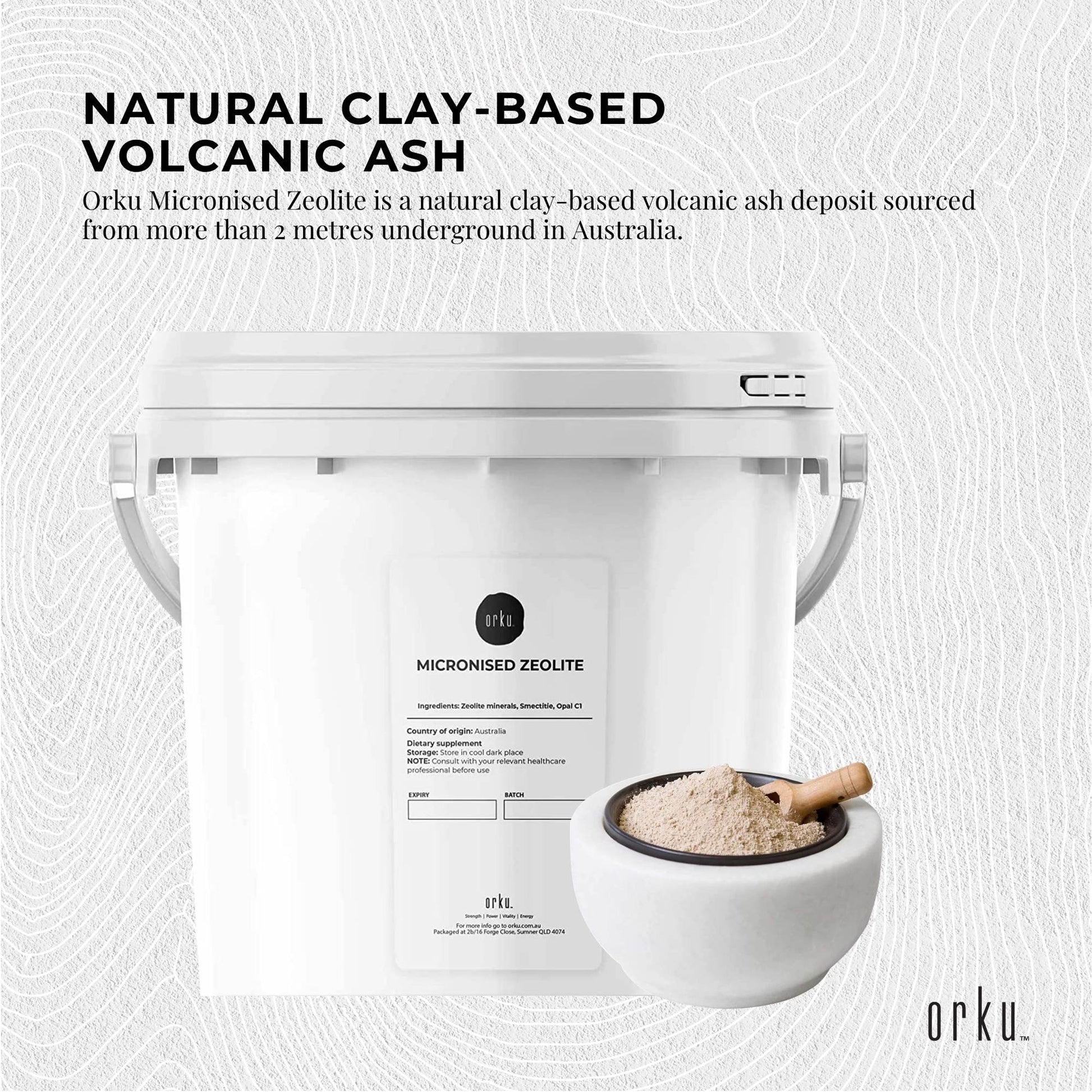 Orku 5kg Ultrafine Micronised Zeolite Powder Tub Natural Clinoptilolite Mineral