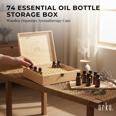Orku 74 Essential Oil Bottle Storage Box Wooden Organiser Aromatherapy Case