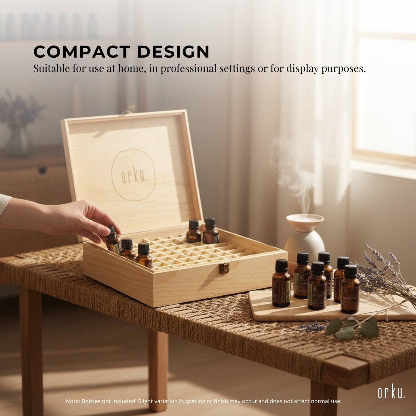 Orku 74 Essential Oil Bottle Storage Box Wooden Organiser Aromatherapy Case