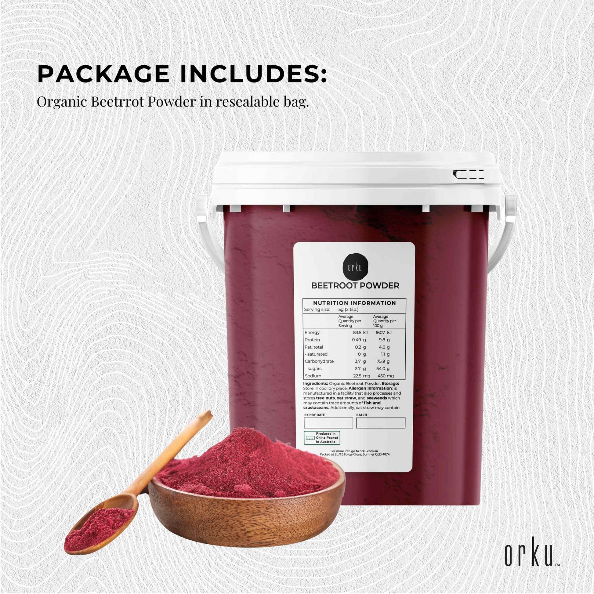 Orku Organic Beetroot Powder Bulk - 100% Pure Beet Root Powder - Beta vulgaris