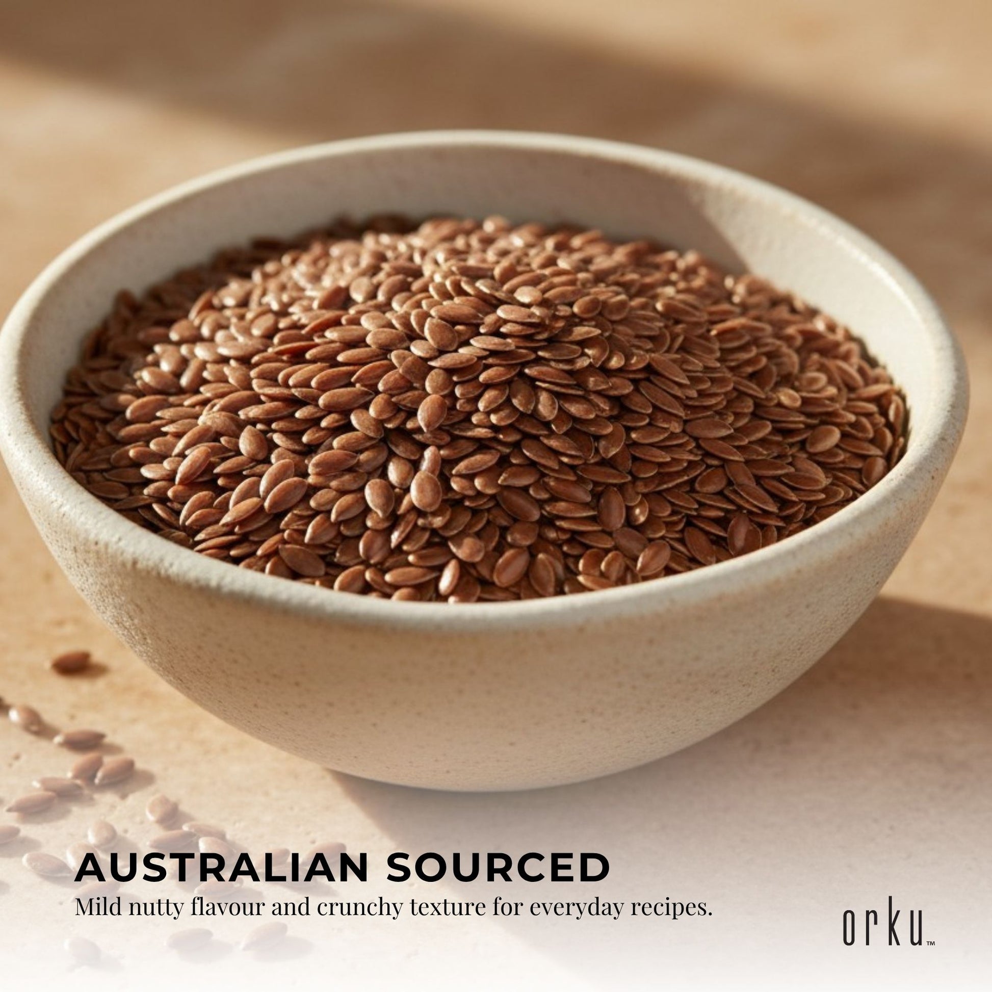 Orku 800g Organic Brown Linseed Flaxseed Whole Grain Non GMO - Tub
