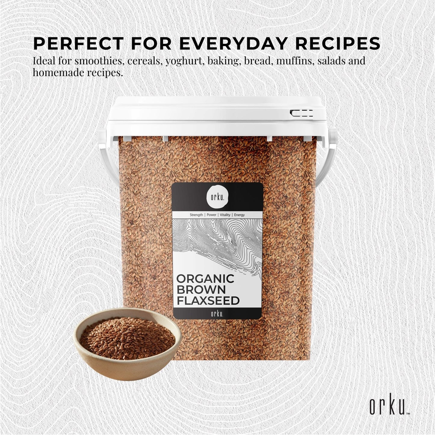 Orku 800g Organic Brown Linseed Flaxseed Whole Grain Non GMO - Tub