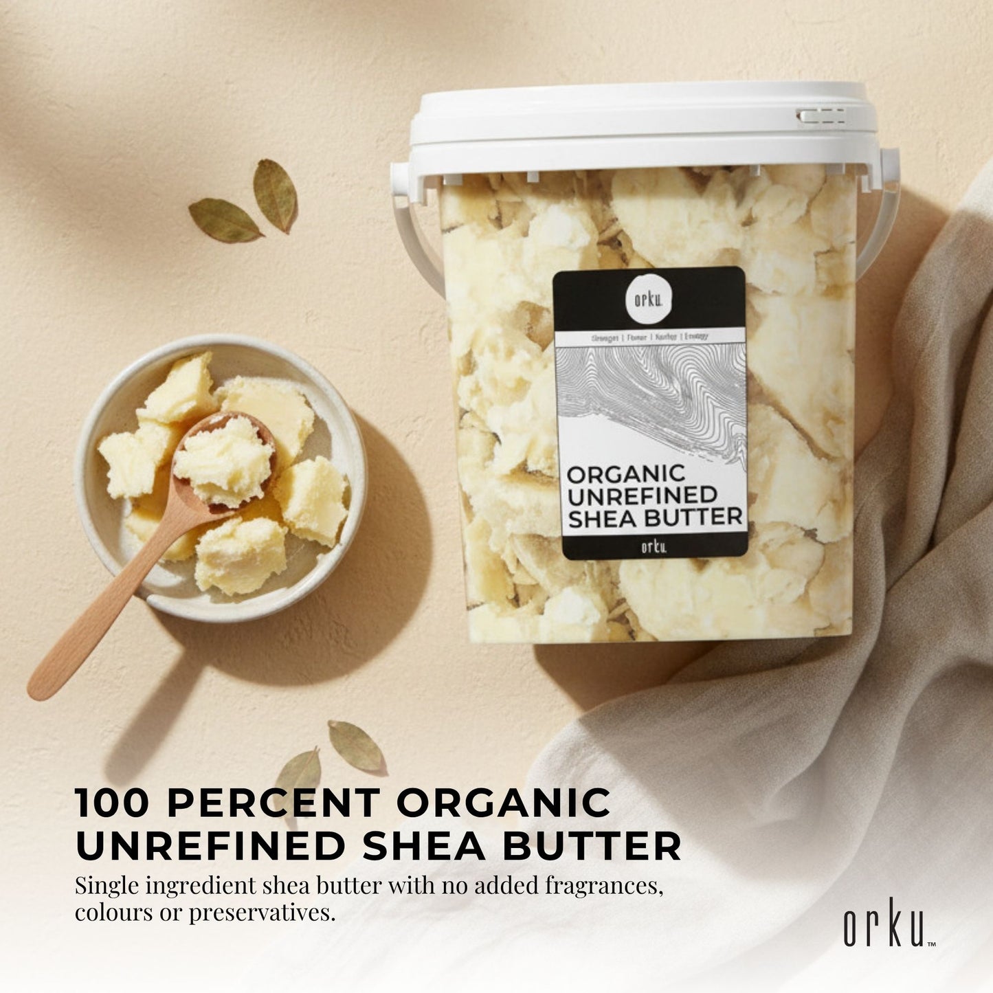 Orku 800g Organic Unrefined Shea Butter Tub Raw African Karite Chunks