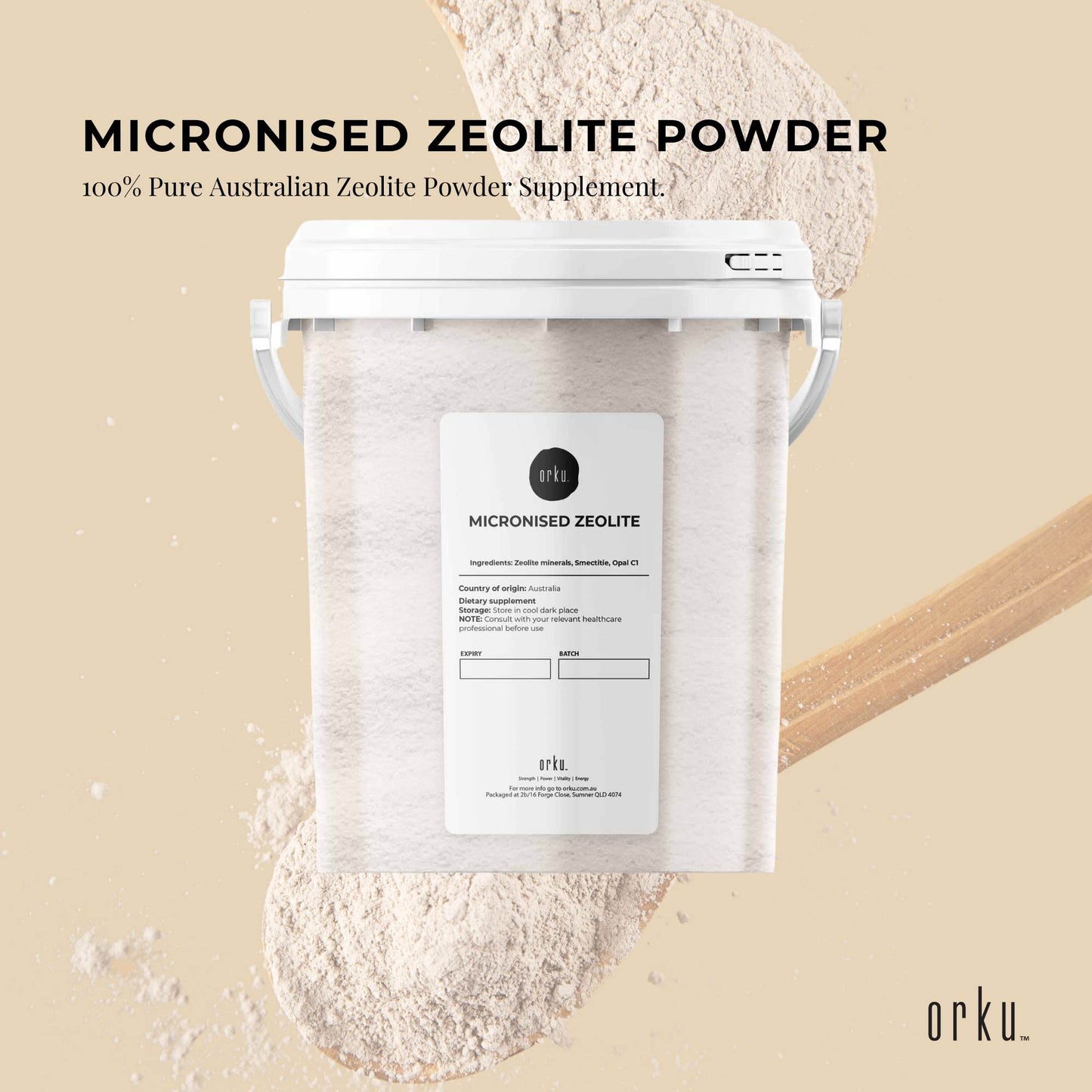 Orku 800g Ultrafine Micronised Zeolite Powder Tub Natural Clinoptilolite Mineral