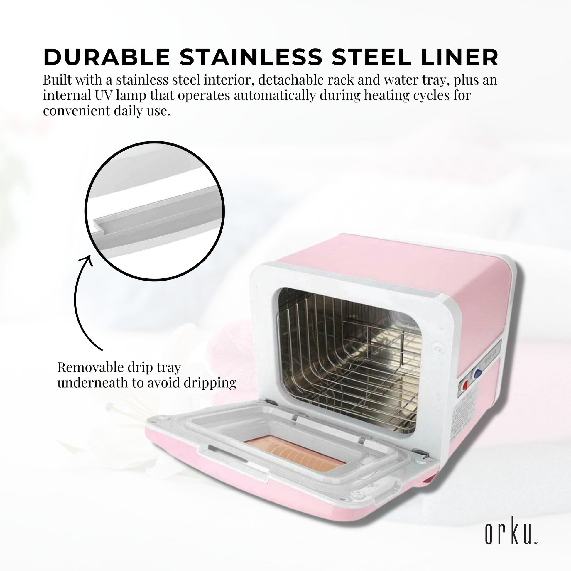 Orku 8L Pink Electric Towel Warmer UV Cabinet Salon Spa Pink