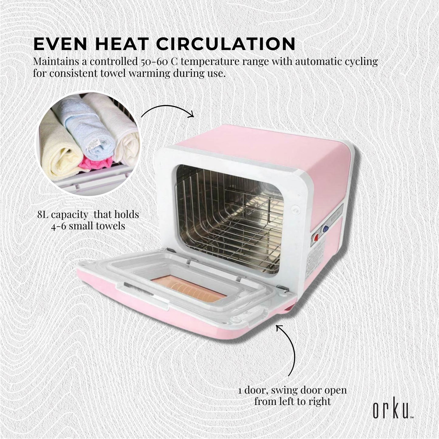 Orku 8L Pink Electric Towel Warmer UV Cabinet Salon Spa Pink