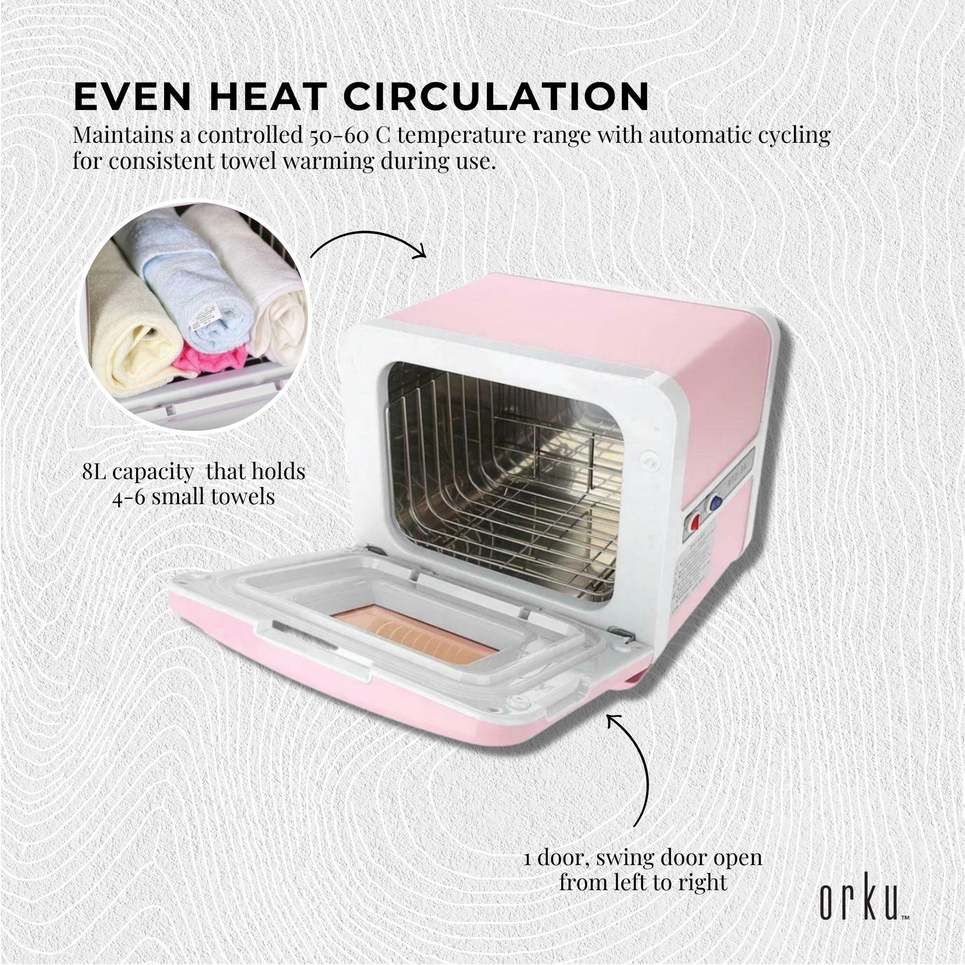 Orku 8L Pink Electric Towel Warmer UV Cabinet Salon Spa Pink