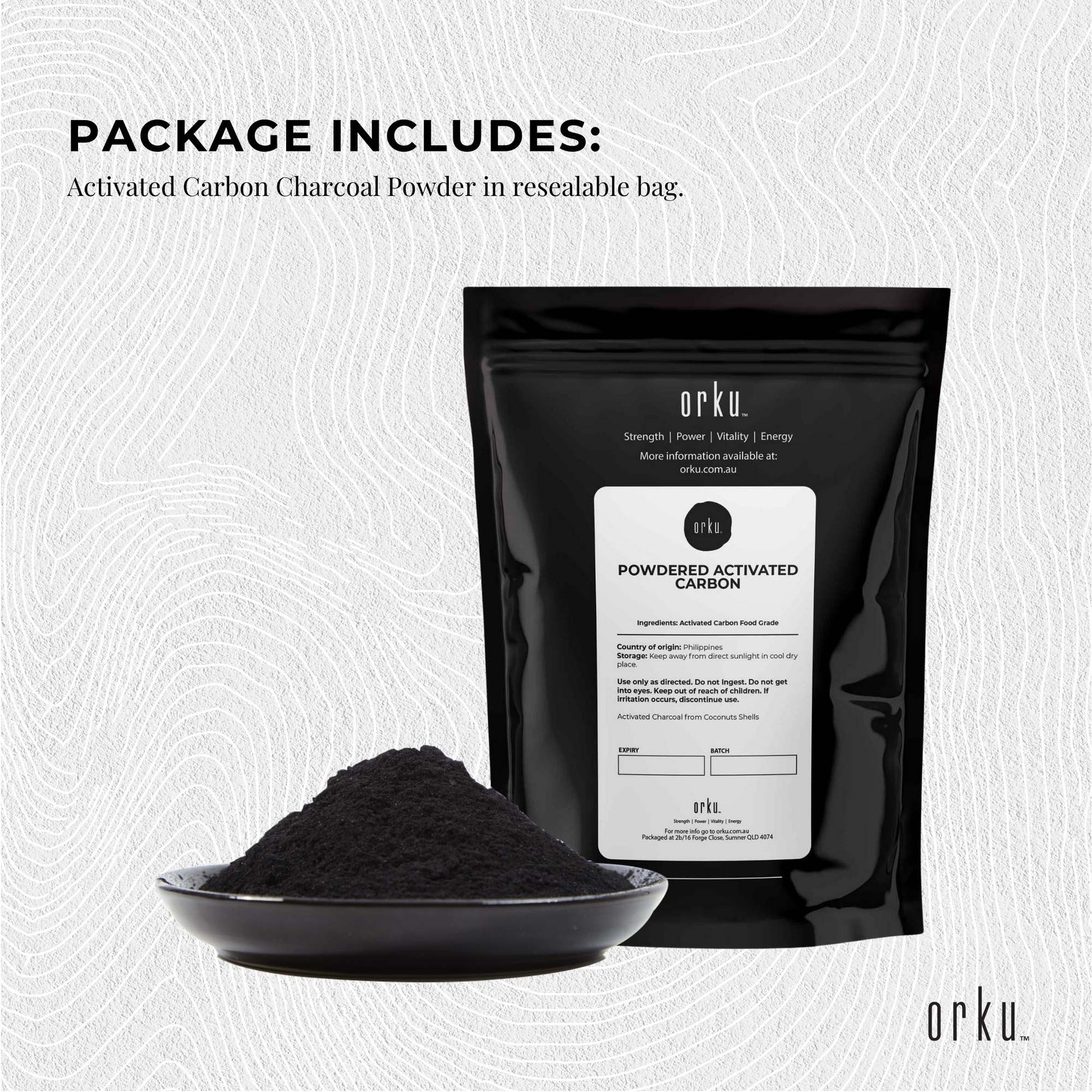 Orku Activated Carbon Powder Coconut Charcoal - Water Filtration