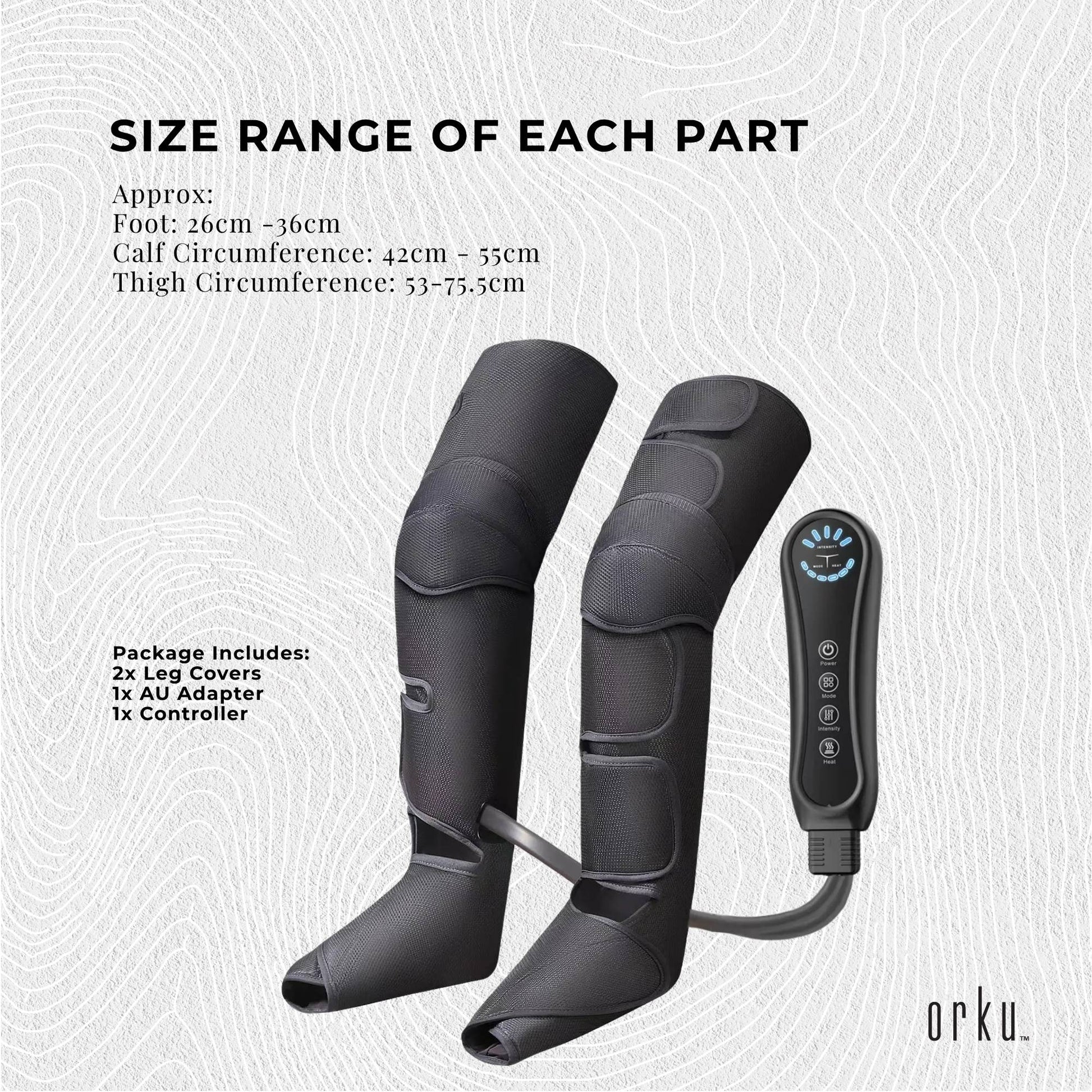 Orku Air Compression Leg Knee Foot Massager with Heat - Relaxation Recovery