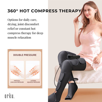 Orku Air Compression Leg Knee Foot Massager with Heat – Relaxation and Recovery